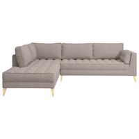 Rohová sedačka DOTI, levá, šedohnědá - přírodní barvy/šedohnědá, Design, kompozitní dřevo/textil (204/310cm) - MID.YOU