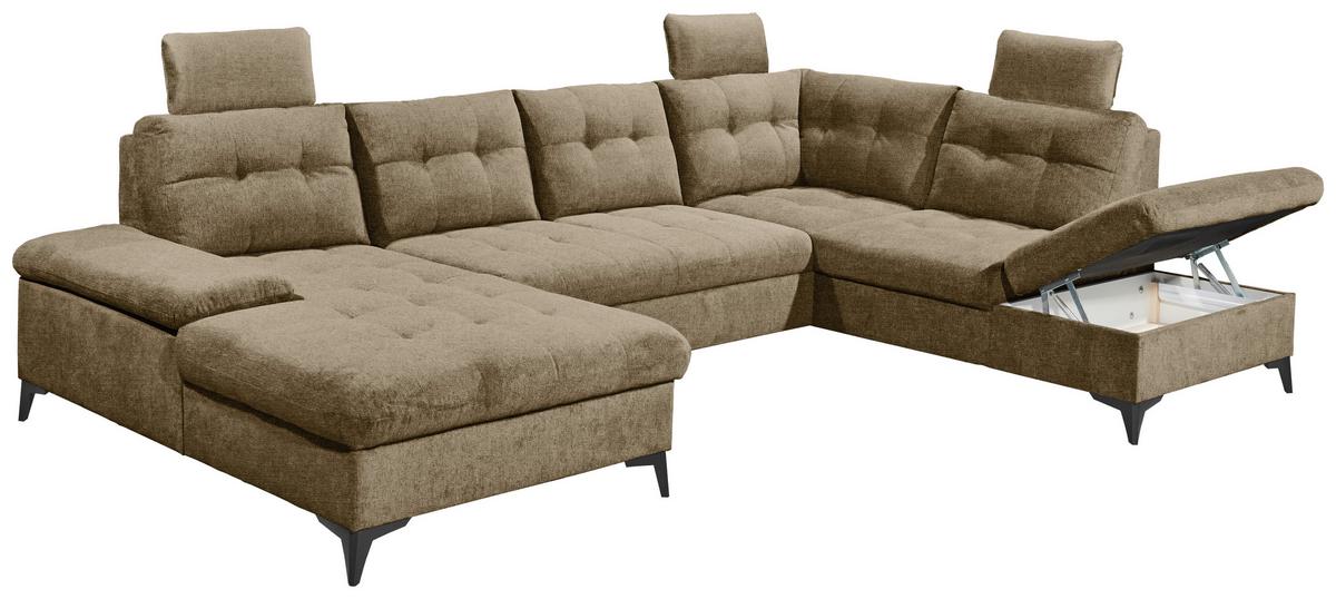 Sedacia súprava DURBAN U, pravá, piesková - čierna/piesková, Konventionell, textil/plast (170/324/218cm) - MID.YOU