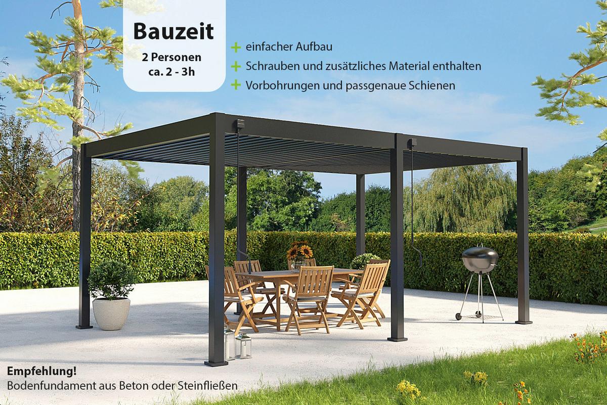 Pavillon Deluxe 600x300cm Wetterfest, Gartenpavillon - Anthrazit, Basics, Metall (600/255/300cm) - WEIDE