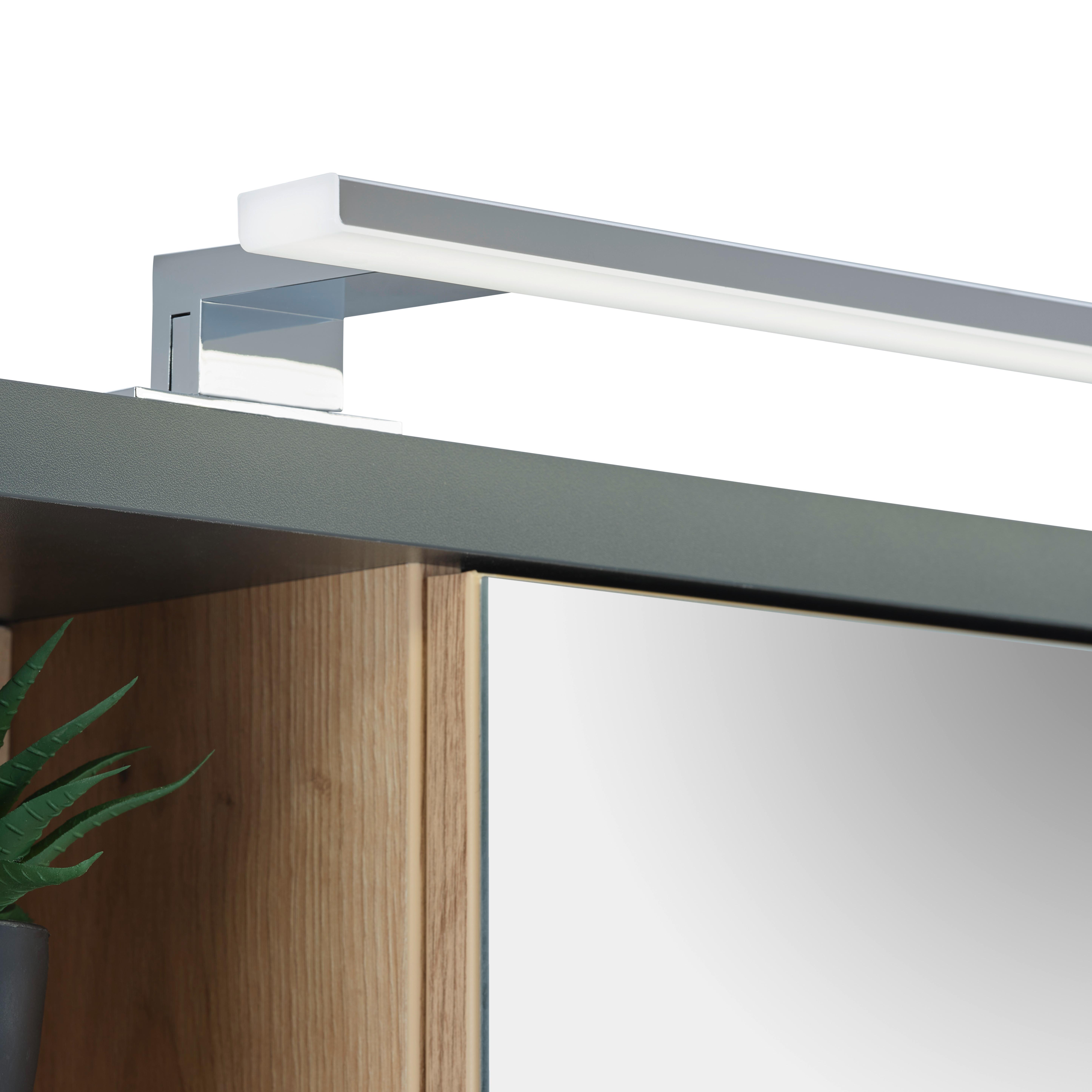 Spiegelschrank Camillo B: 110 Cm, Melamin Eichefarben - Anthrazit/Eiche Artisan, MODERN, Glas/Holzwerkstoff (110/74/20cm)
