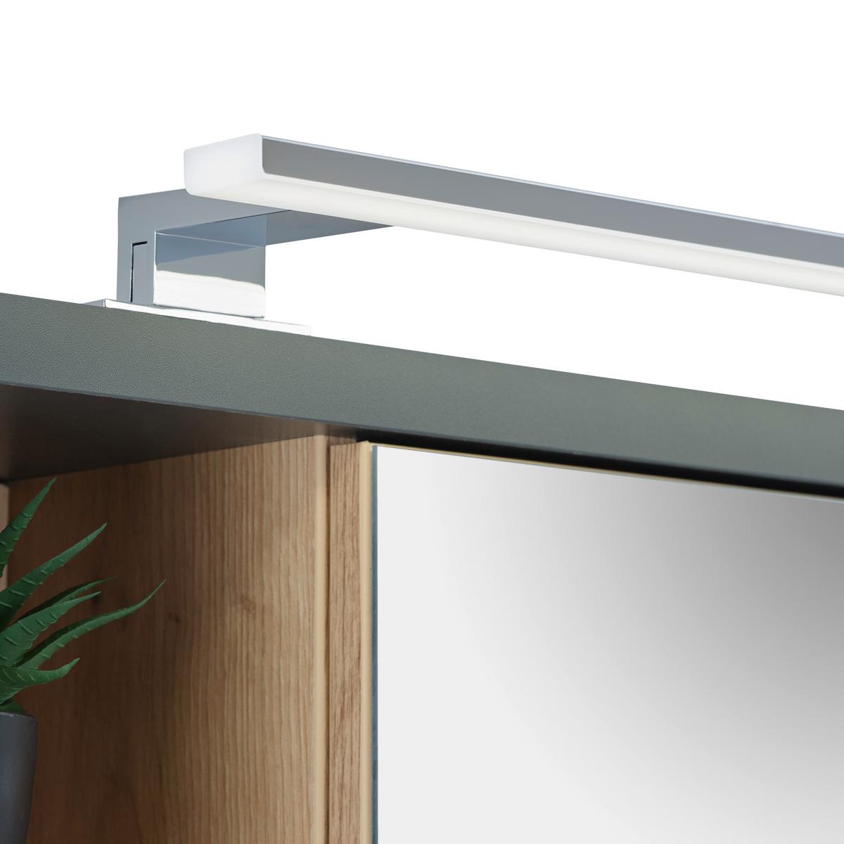 Spiegelschrank Camillo B: 110 cm, Melamin Eichefarben - Anthrazit/Eiche Artisan, MODERN, Glas/Holzwerkstoff (110/74/20cm)