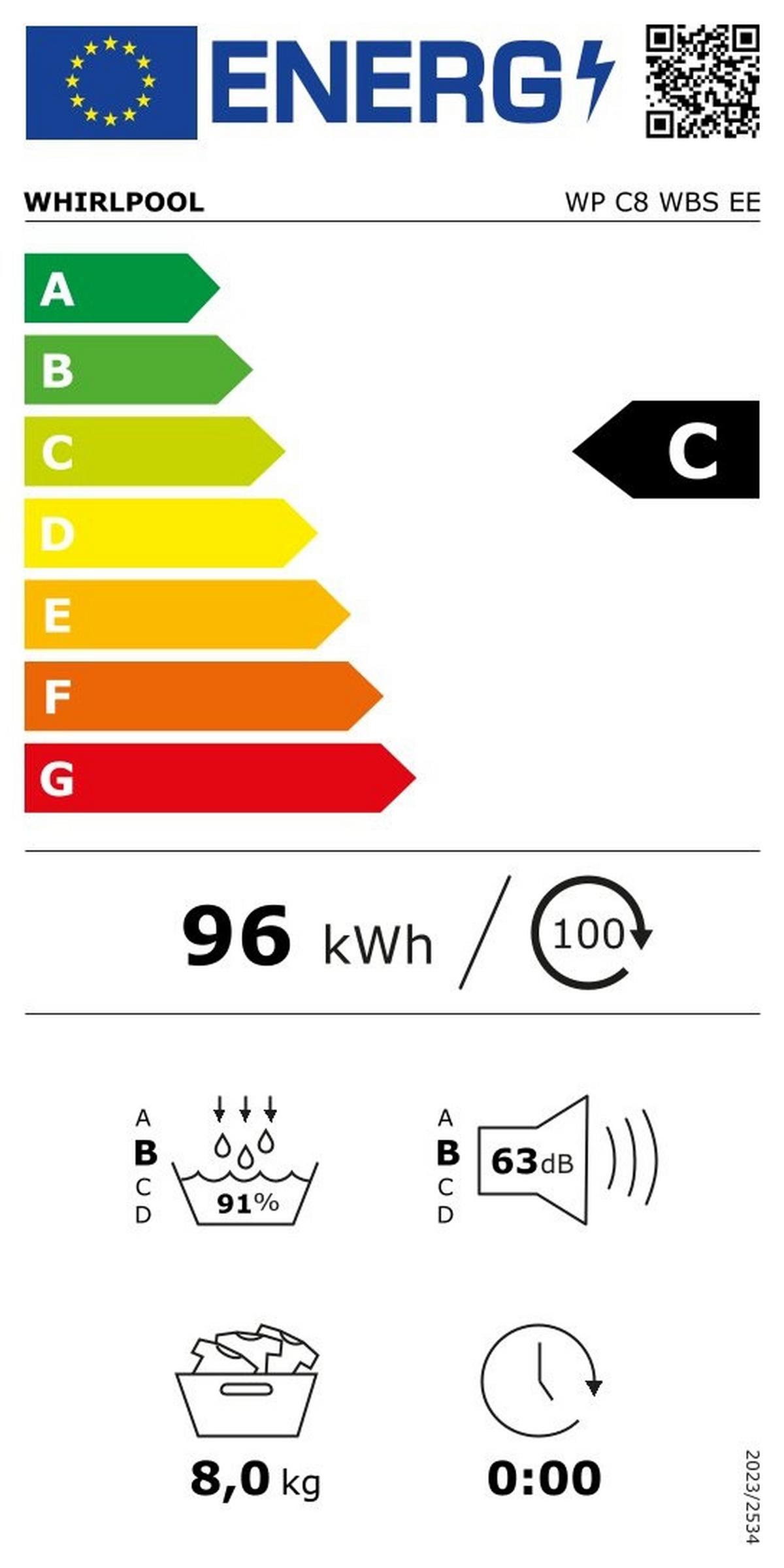 Szabadonálló Szárítógép Whirlpool Wp C8 Wbs Ee - fekete/fehér, Basics, műanyag/fém (59,8/84,6/60,7cm)