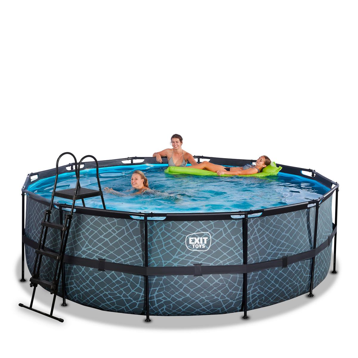 Pool-Set Grau, D/H: 427x122cm - Grau, KONVENTIONELL, Kunststoff (427/122cm) - EXIT Toys