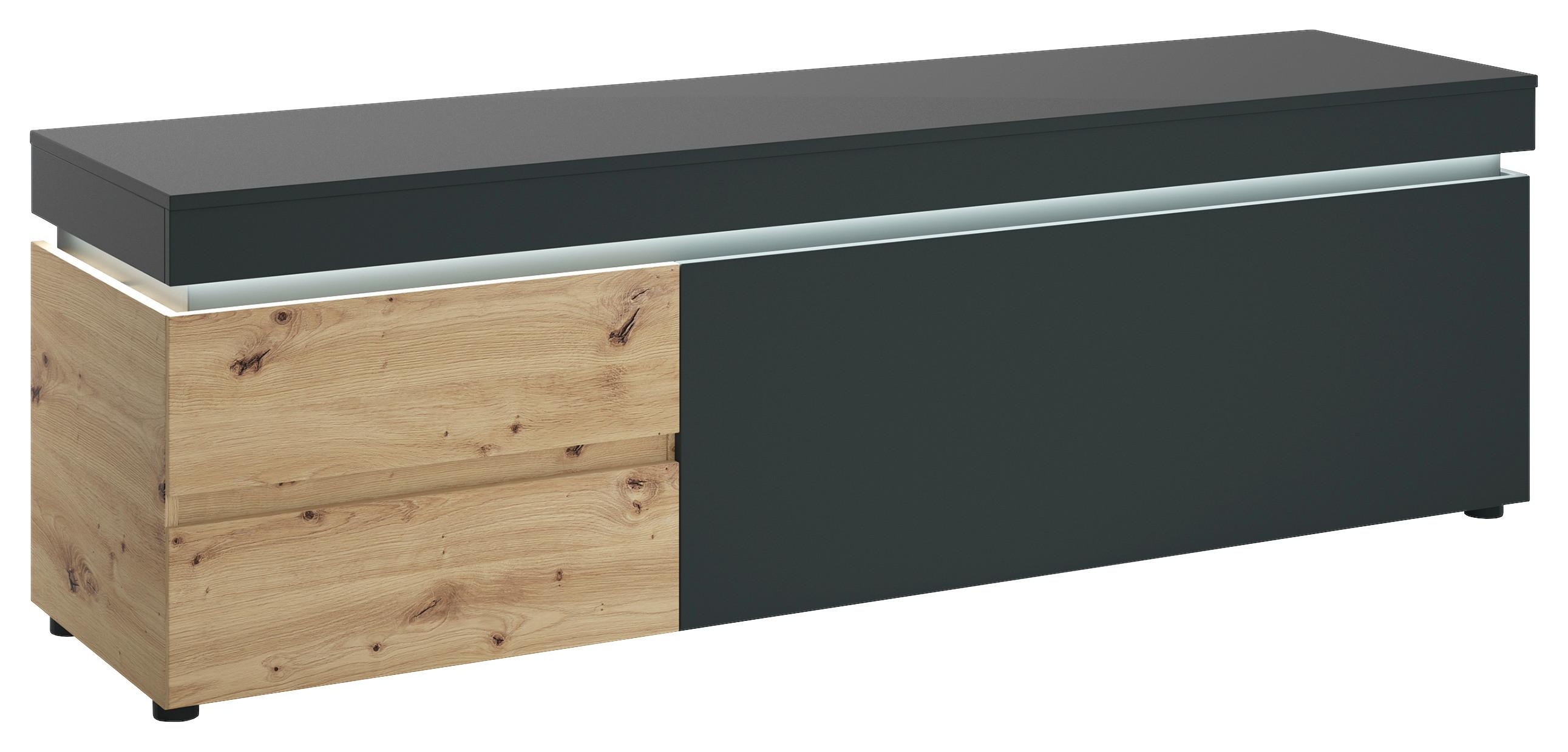 TV-Element Luci Grau Eiche Artisan/Grau B: 180,5 cm - Schwarz/Eiche Artisan, Trend, Holzwerkstoff (180,5/56,7/48cm) - MID.YOU