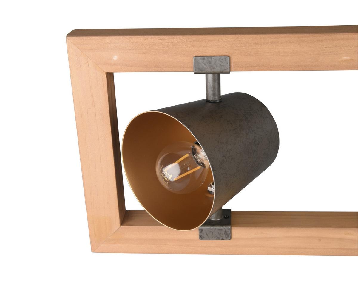 Hängeleuchte Bell H: 150 cm 4-Flammig, Glockendesign - Nickelfarben, Natur, Holz/Metall (100/150/21cm) - Trio Leuchten