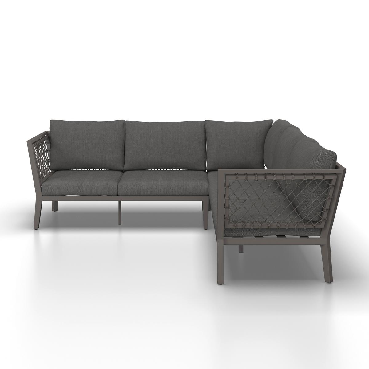 TERASOVÁ SEDACIA SÚPRAVA MALOU - antracitová/tmavosivá, Modern, kov/textil (218/68/76,5cm) - Bessagi Garden