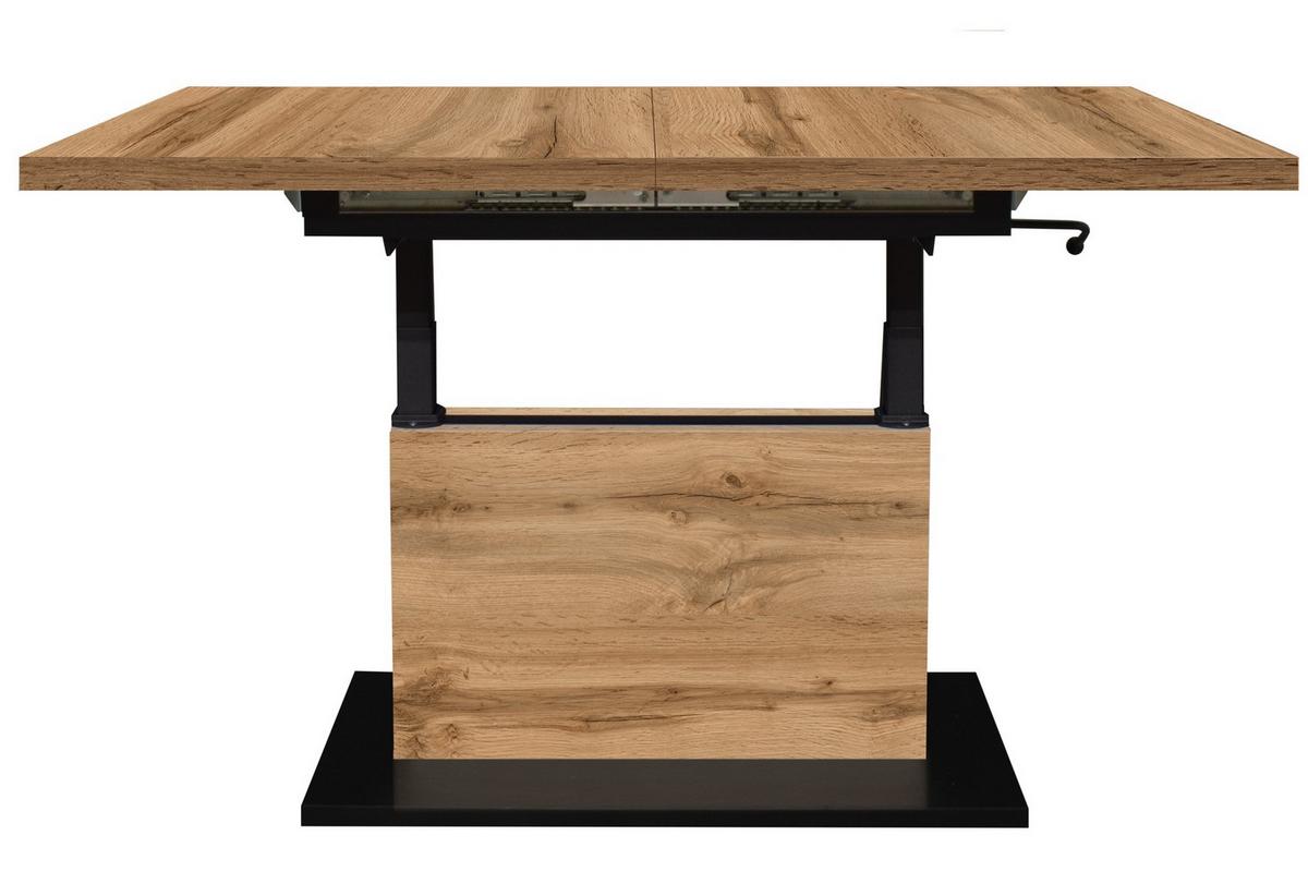 Couchtisch Lift Eiche Wotan/schwarz B: 120 Cm - Eiche Wotan/Schwarz, Design, Holzwerkstoff/Metall (120-160/56-75/70cm) - MID.YOU