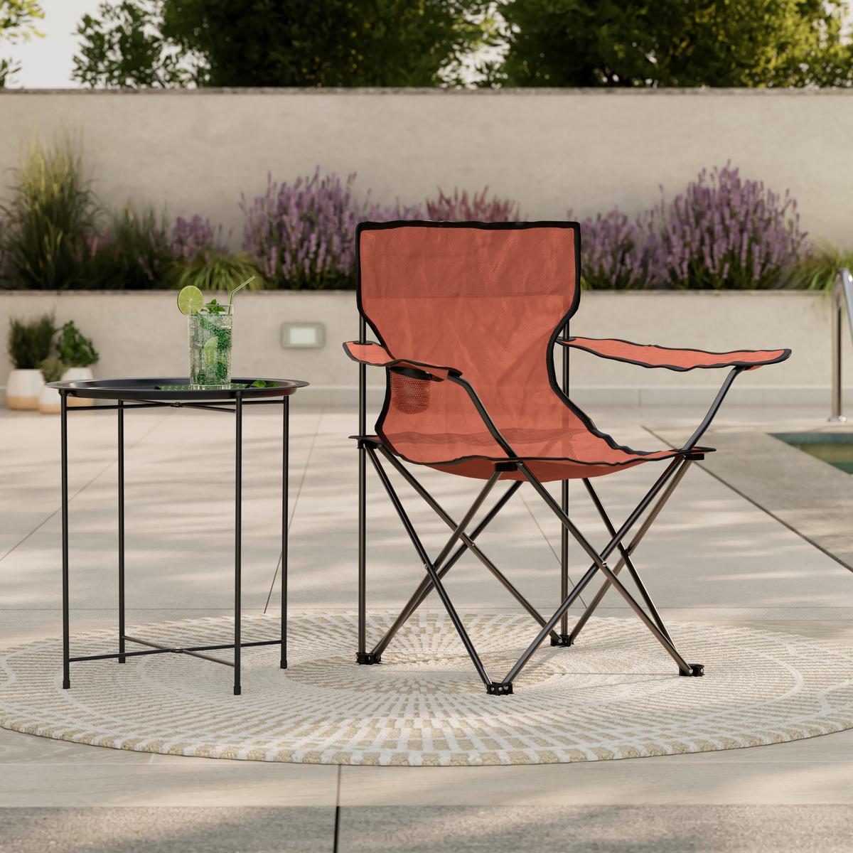 Campingsessel Luca - Rot/Schwarz, MODERN, Textil/Metall (80/80/51cm) - Ondega