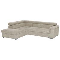 Ecksofa mit Schlaffunktion + Bettkasten Milla, Webstoff - Platinfarben, Basics, Holz/Textil (217/252cm) - MID.YOU
