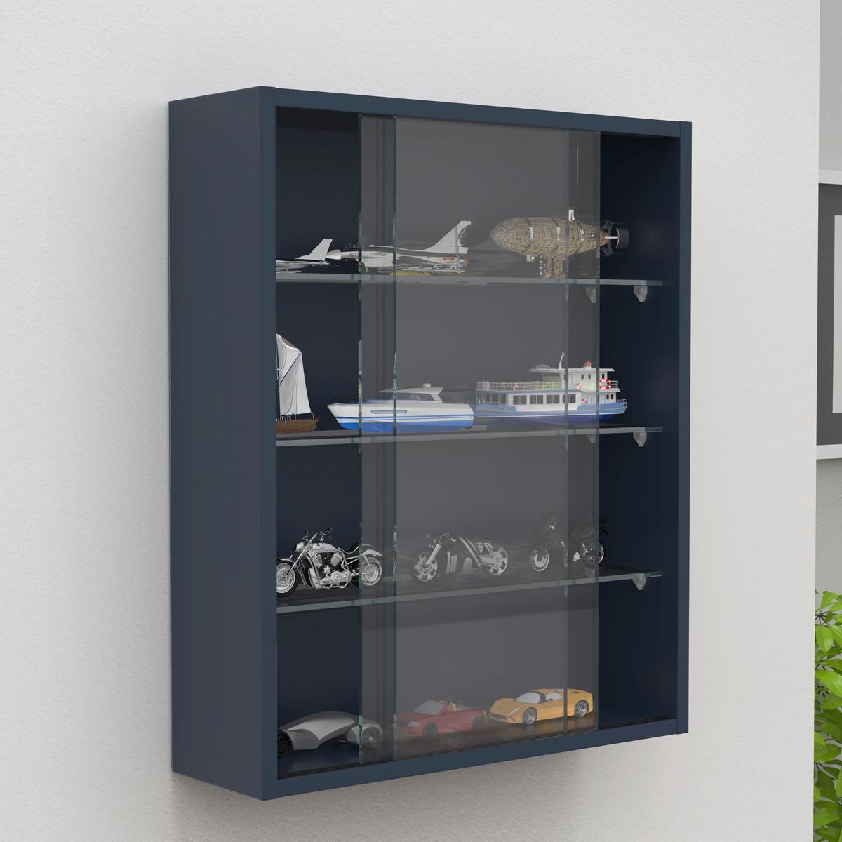 Hängevitrine Drivalo Anthrazit B: 50 cm - Transparent/Anthrazit, Design, Glas/Holzwerkstoff (50/60/15cm) - MID.YOU