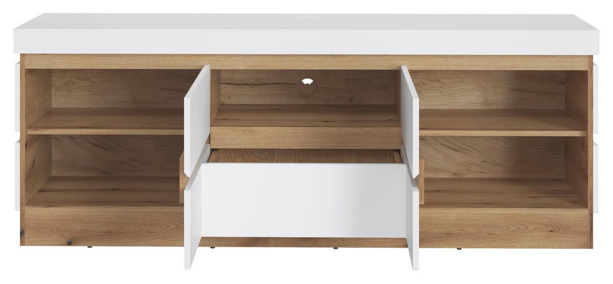 Tv-elem Calabria - tölgyfa/fehér, Trend, faalapú anyag (180,2/68/45cm)