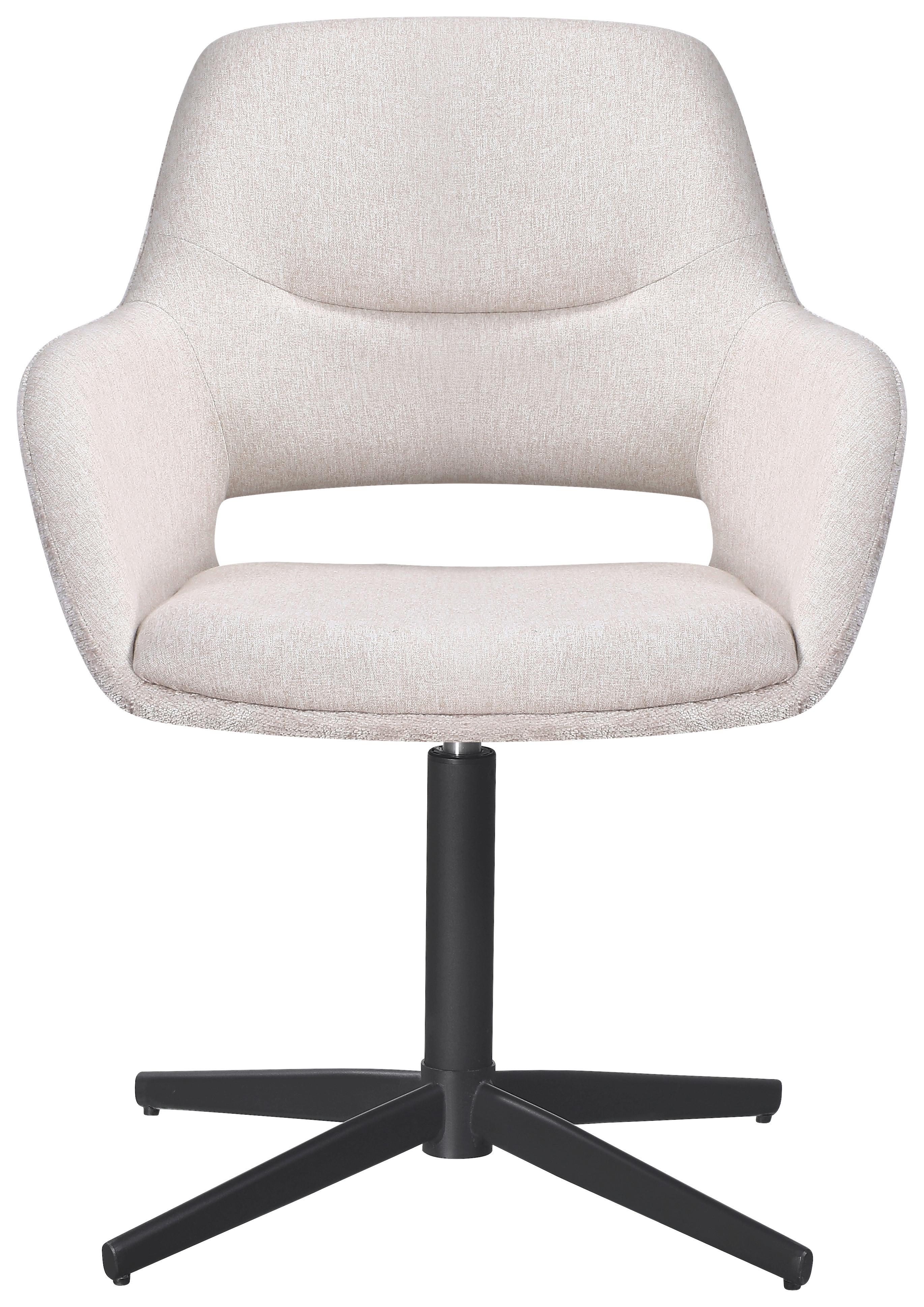 Armlehnstuhl Kaan Chenille Beige, B: 61 cm - Beige/Schwarz, KONVENTIONELL, Textil/Metall (61/85/63cm) - MID.YOU