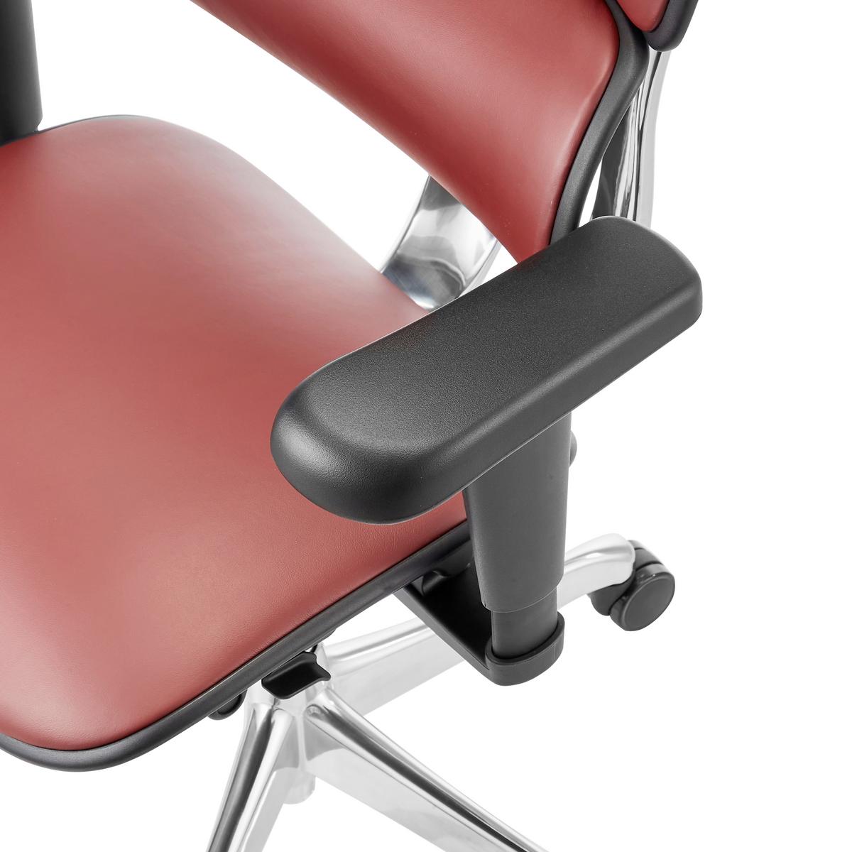 Drehstuhl Ergohuman Ultra Gen Schwarz/Weinrot B: 65cm - Weinrot/Silberfarben, MODERN, Leder/Kunststoff (65/132/60cm) - MID.YOU