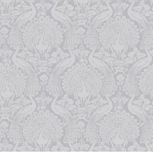 Vliestapete Peacock Damask - Grau, Basics, Papier/Kunststoff (52/1000cm)