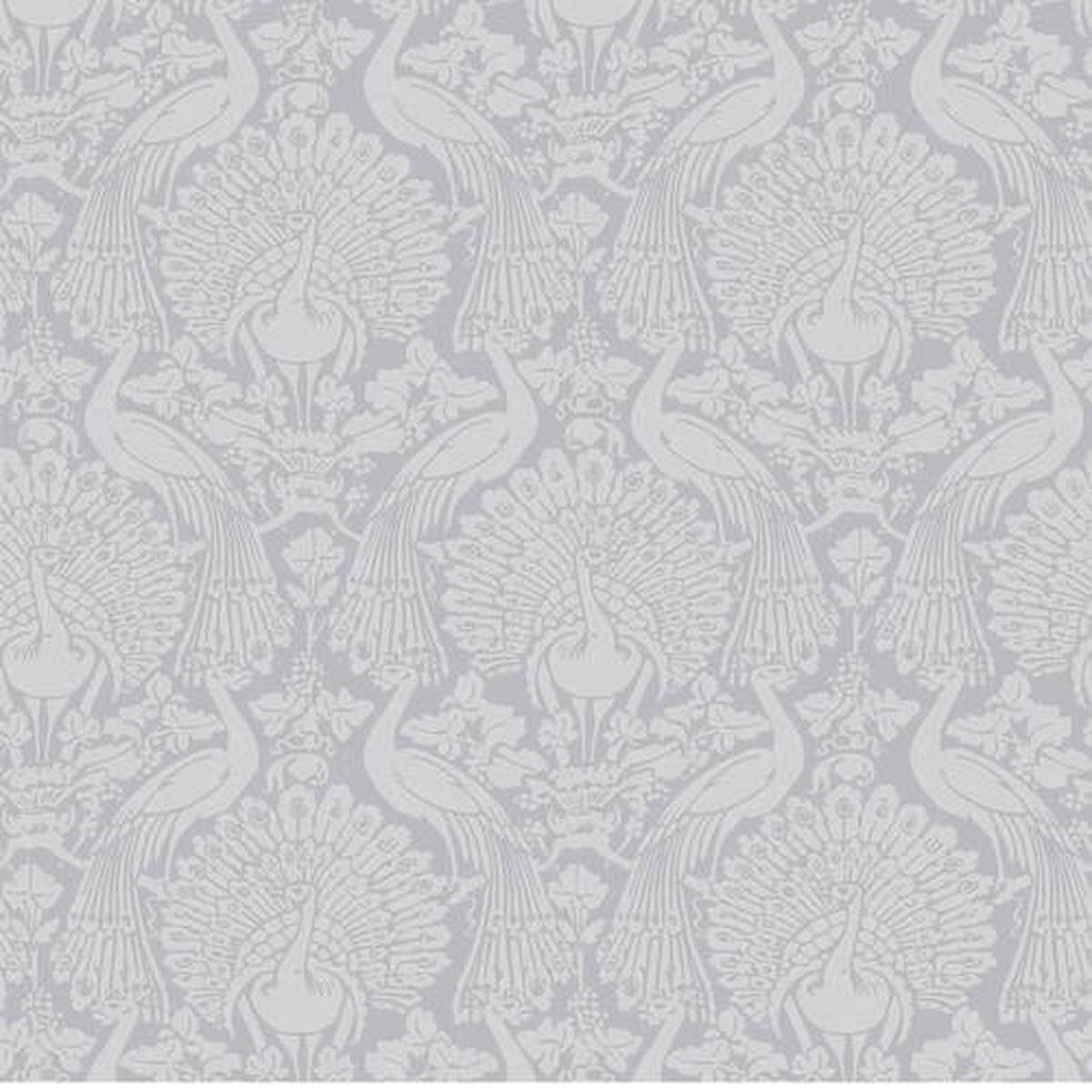 Vliestapete Peacock Damask - Grau, Basics, Papier/Kunststoff (52/1000cm)