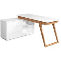 Eckschreibtisch Luma Weiß/Eichefarben L: 150 cm - Eichefarben/Weiß, MODERN, Holz/Holzwerkstoff (150/120/75cm) - Livetastic