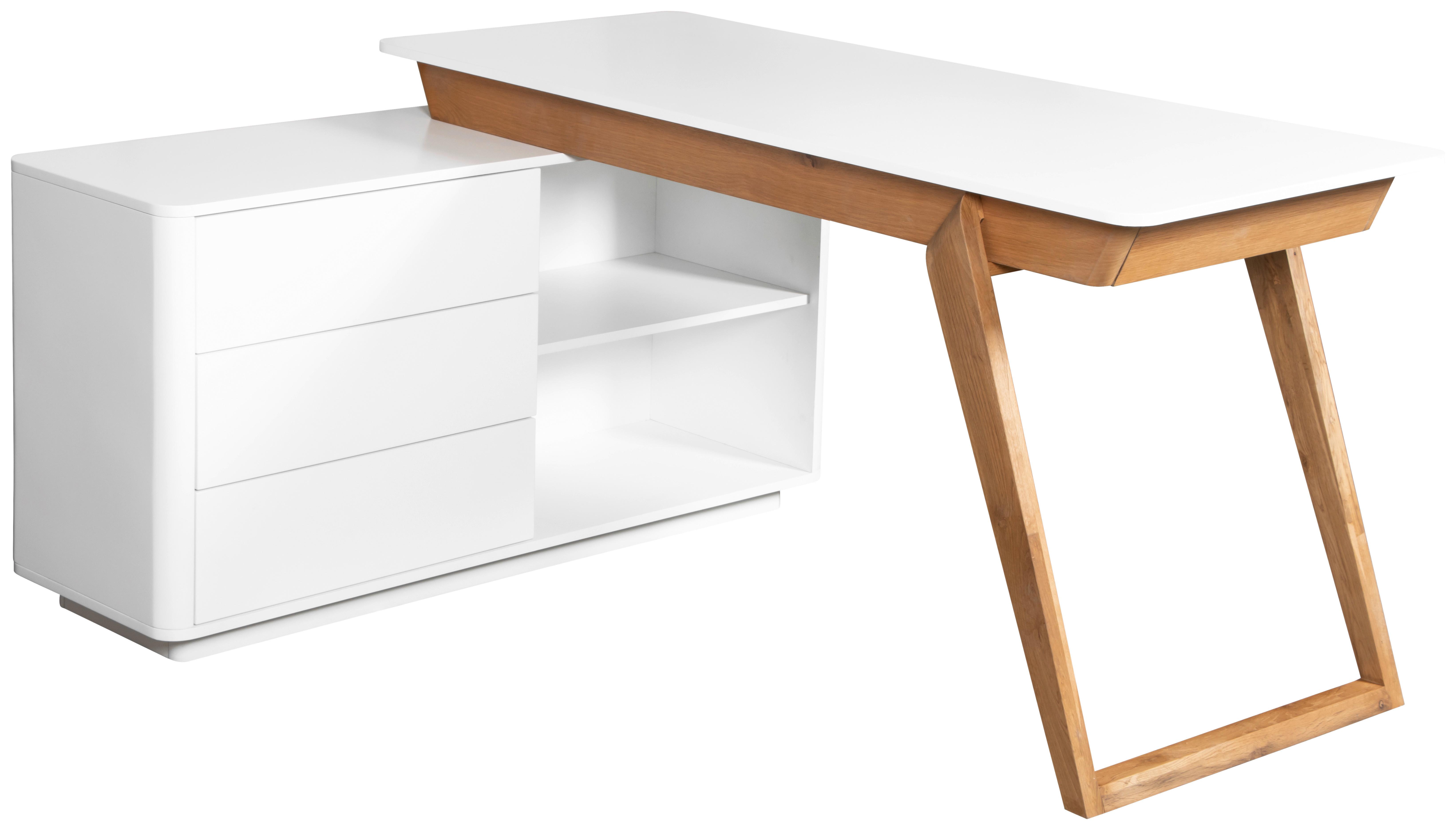 Eckschreibtisch Luma Weiß/Eichefarben L: 150 cm