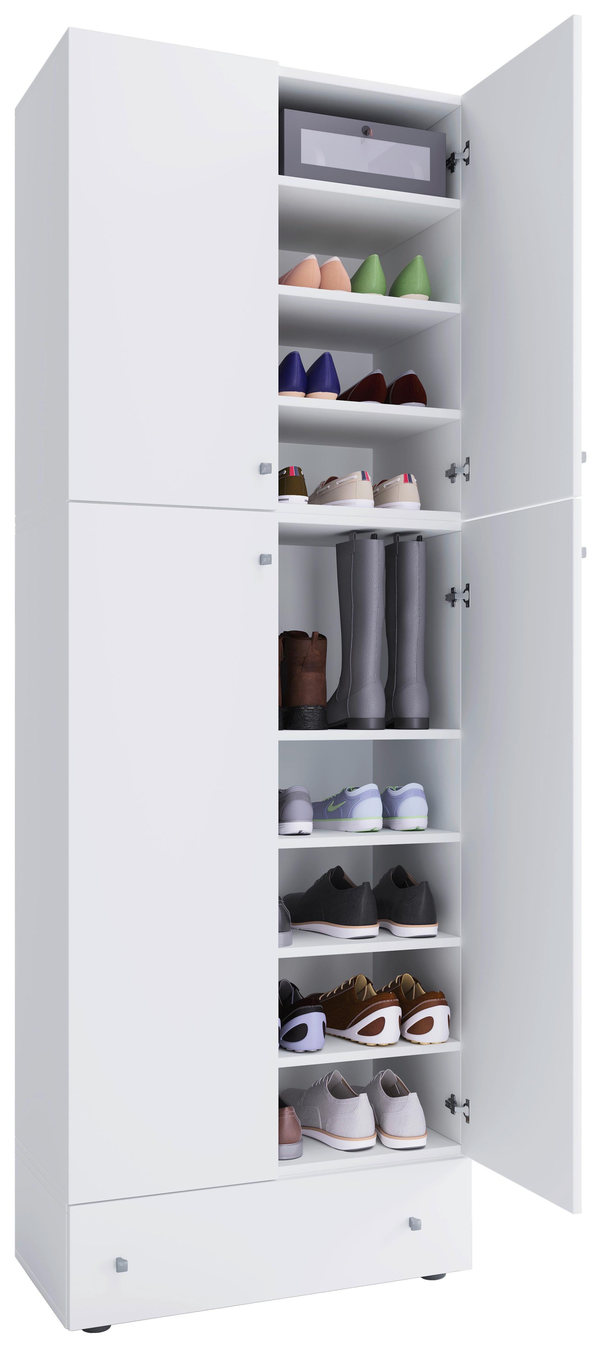 Schuhschrank Lona XXL Weiß 4-Türig, 1 Lade B: 70 cm - Schwarz/Weiß, MODERN, Holzwerkstoff (70/200/39cm) - MID.YOU