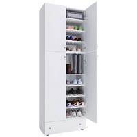Schuhschrank Lona Xxl Weiß 4-Türig, 1 Lade B: 70 Cm - Schwarz/Weiß, MODERN, Holzwerkstoff (70/200/39cm) - MID.YOU