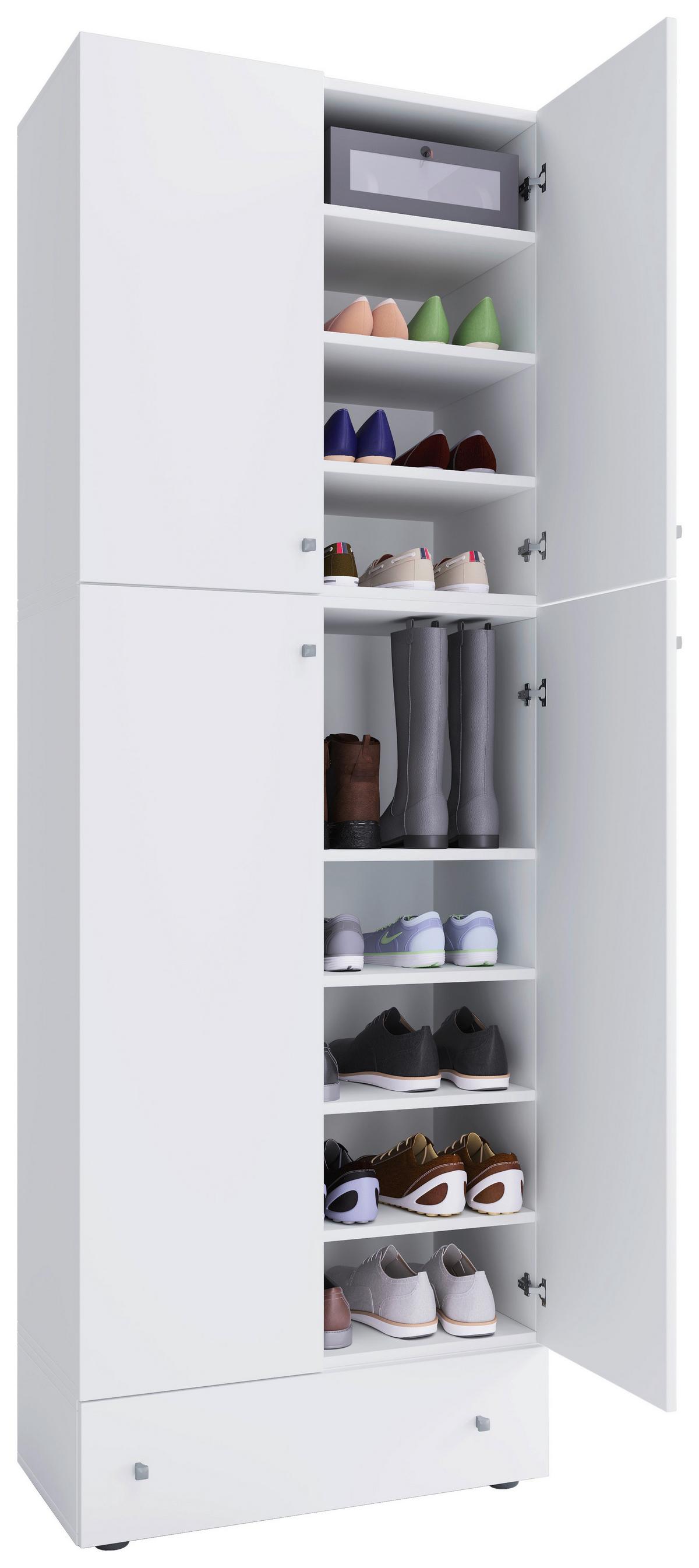 Schuhschrank Lona Xxl Weiß 4-Türig, 1 Lade B: 70 Cm - Schwarz/Weiß, MODERN, Holzwerkstoff (70/200/39cm) - MID.YOU