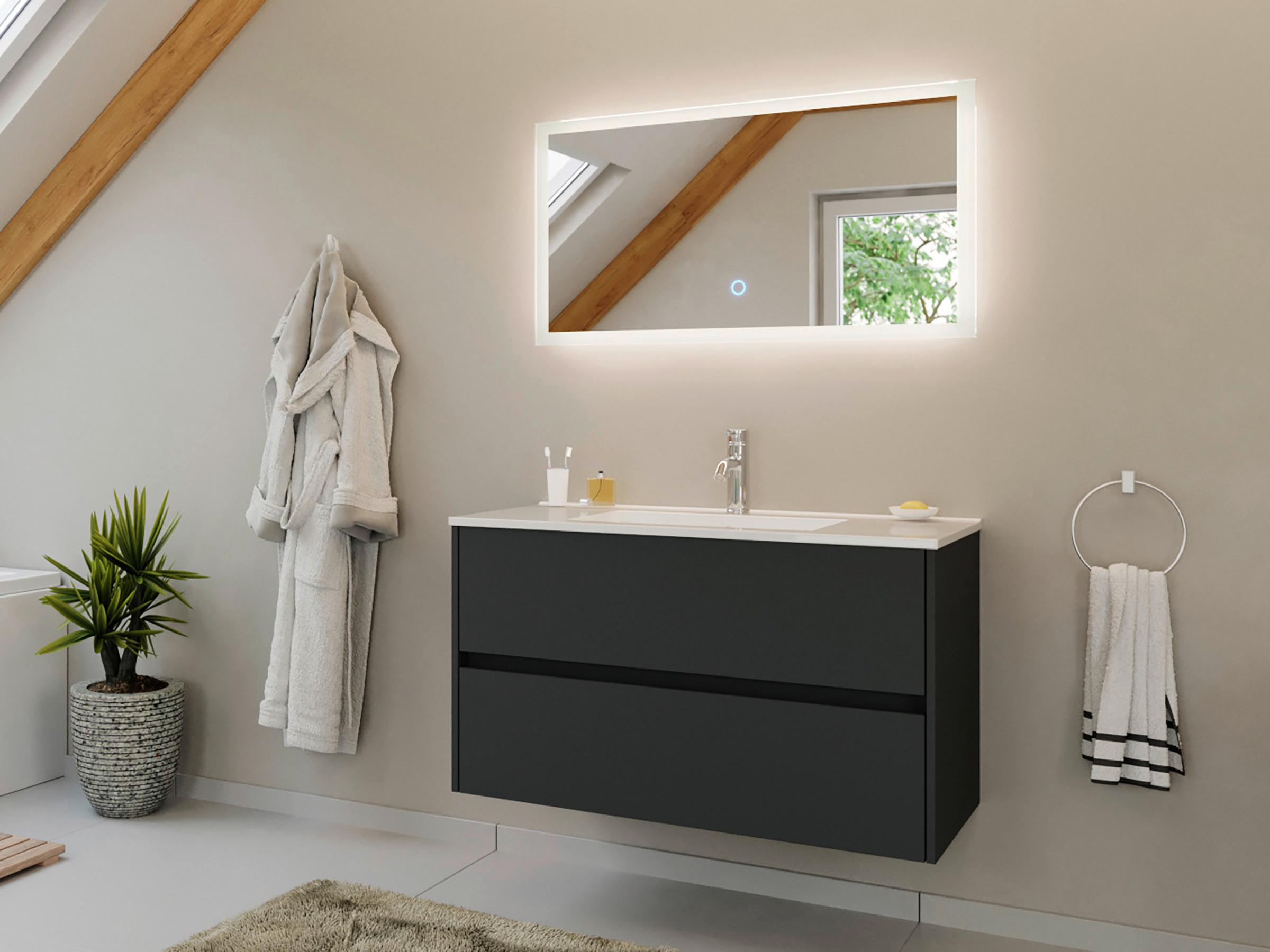 BADEZIMMER Limes, Graphitfarben B: 100 cm - Graphitfarben/Weiß, Basics, Keramik/Holzwerkstoff (100cm) - MID.YOU