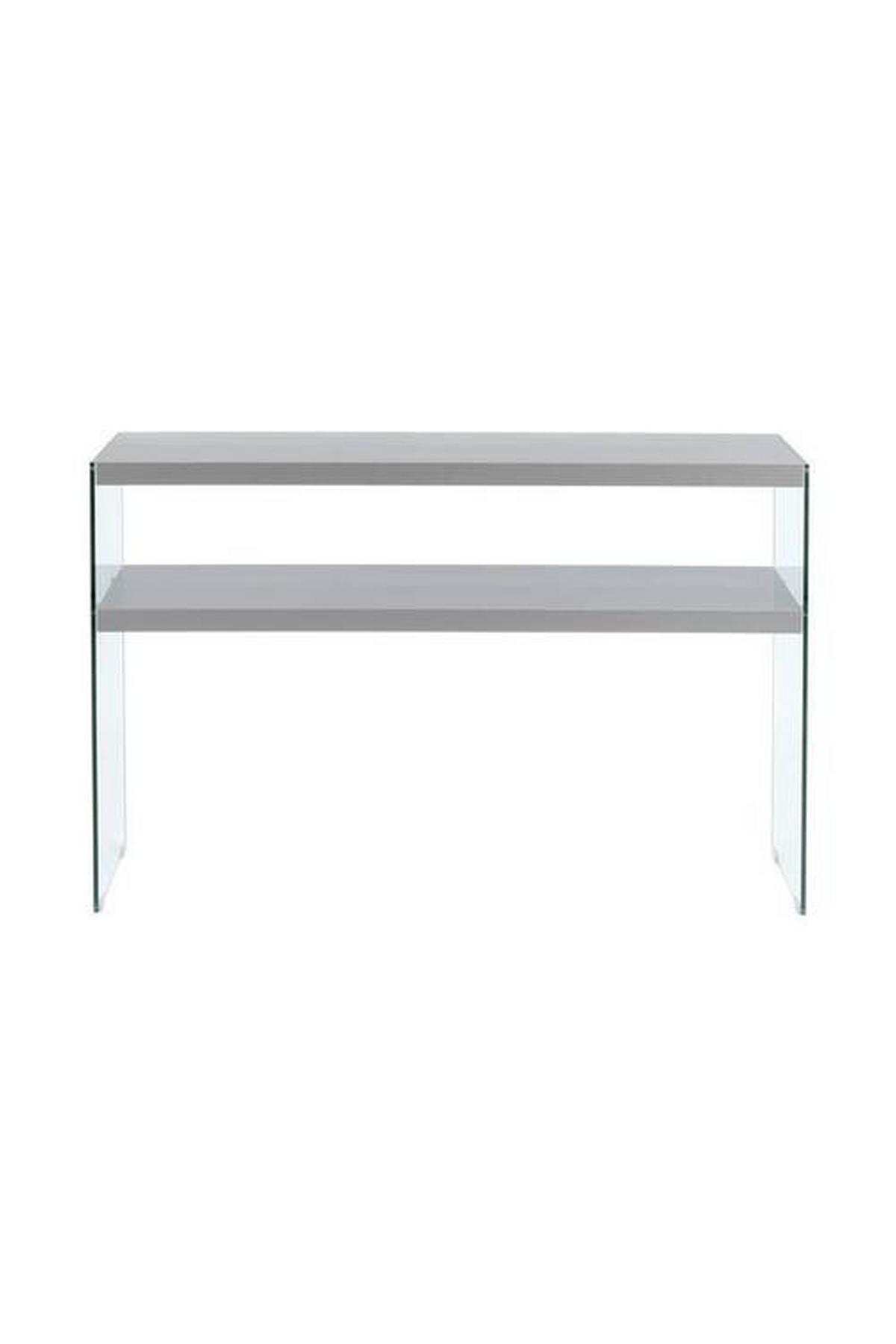 Beistelltisch mit Ablage Elementary Grau - Klar/Grau, Basics, Glas/Holzwerkstoff (32/110/75cm) - Kayoom