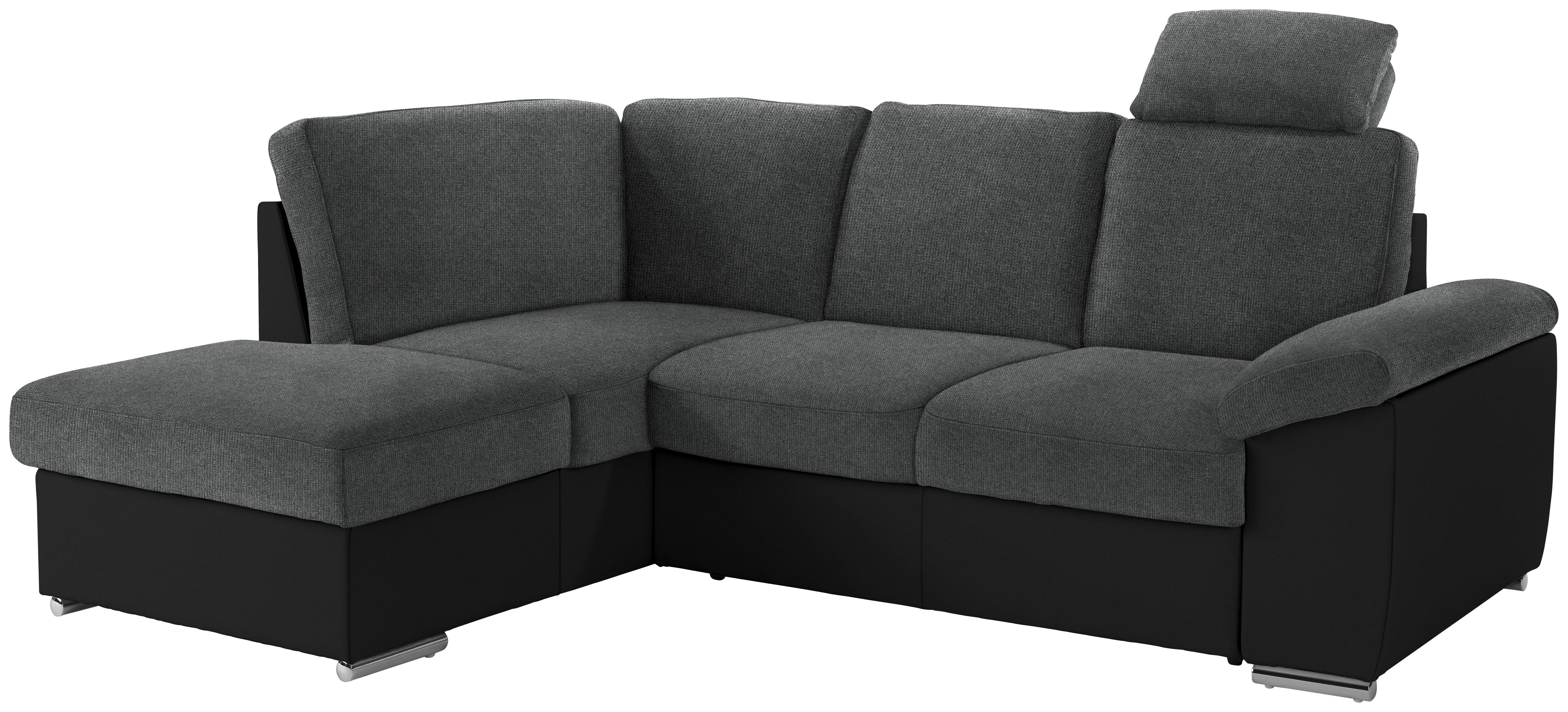 Wohnlandschaft In L-Form Space 168x250 cm - Chromfarben/Schwarz, KONVENTIONELL, Holzwerkstoff (168/250cm) - Ombra