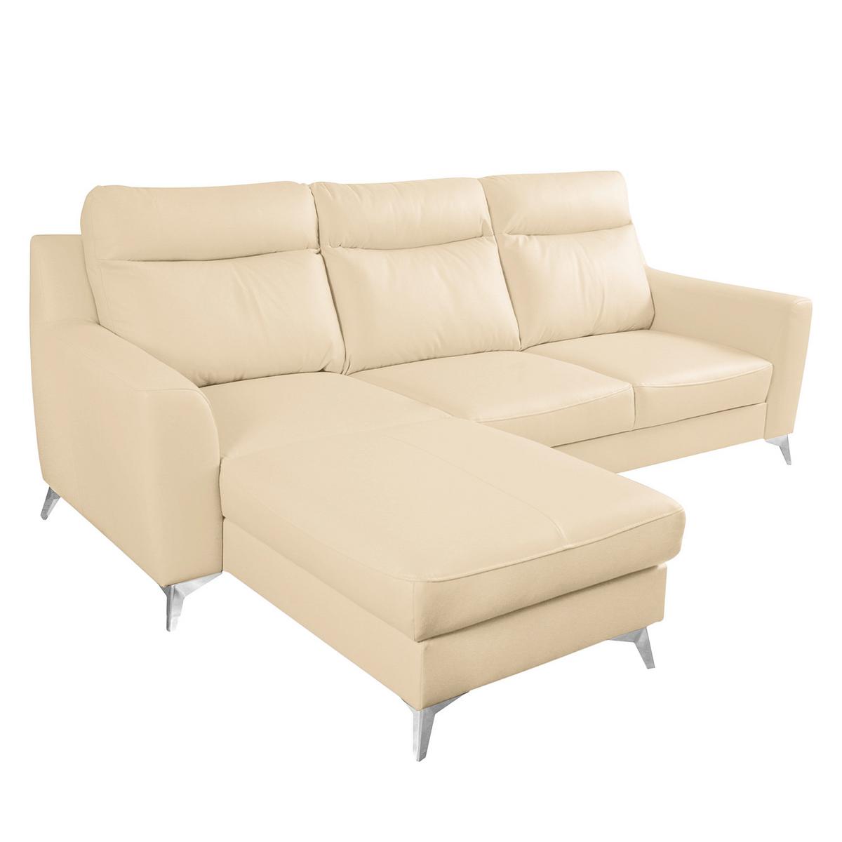 Ecksofa Gio Beige S: 168x236 Cm - Chromfarben/Beige, Design, Leder/Textil (168/236cm) - Livetastic