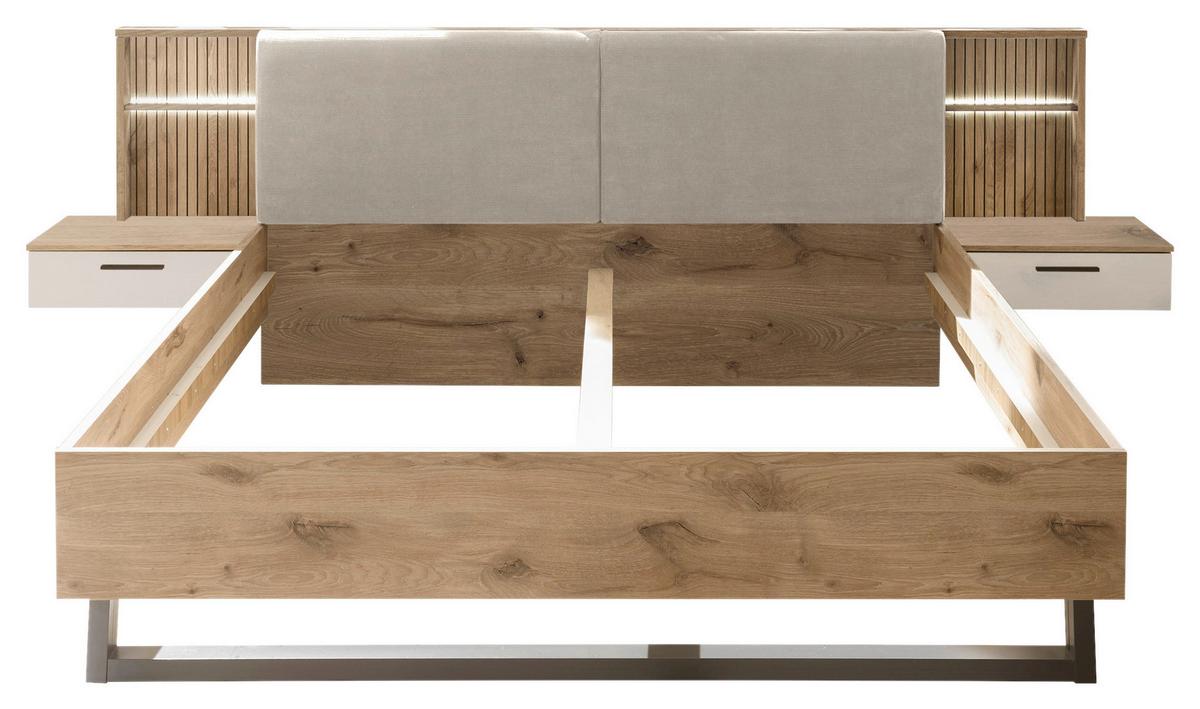Bettanlage Mit Nako 180x200cm Daria/leo Weiß/viking Oak - Eichefarben/Weiß, MODERN (180/200cm) - MID.YOU