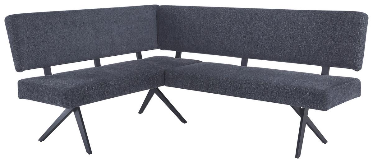 Eckbank Chios Leinenoptik Grau, S: 150x190cm - Dunkelgrau/Schwarz, KONVENTIONELL, Textil/Metall (150/190cm) - MID.YOU