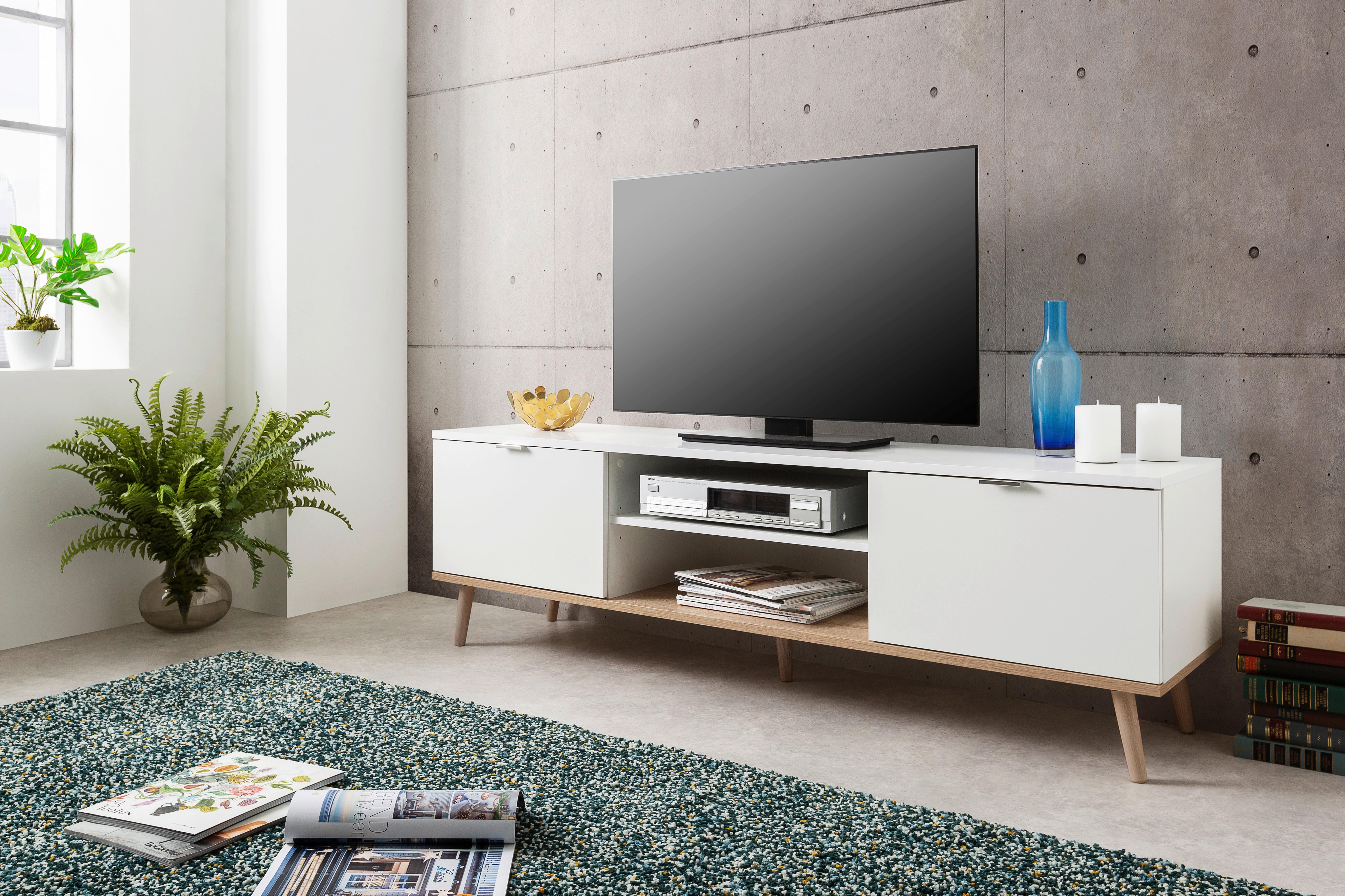 TV-Element Göteborg 160 cm Weiß/Sonoma Eiche Dekor - Eichefarben/Weiß, KONVENTIONELL, Holzwerkstoff (160/50/40cm) - MID.YOU
