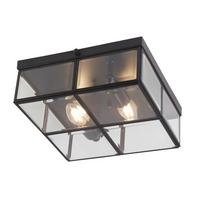 Deckenleuchte Pisa Schwarz B: 25 cm - Schwarz, KONVENTIONELL, Glas/Metall (25/25/10cm)