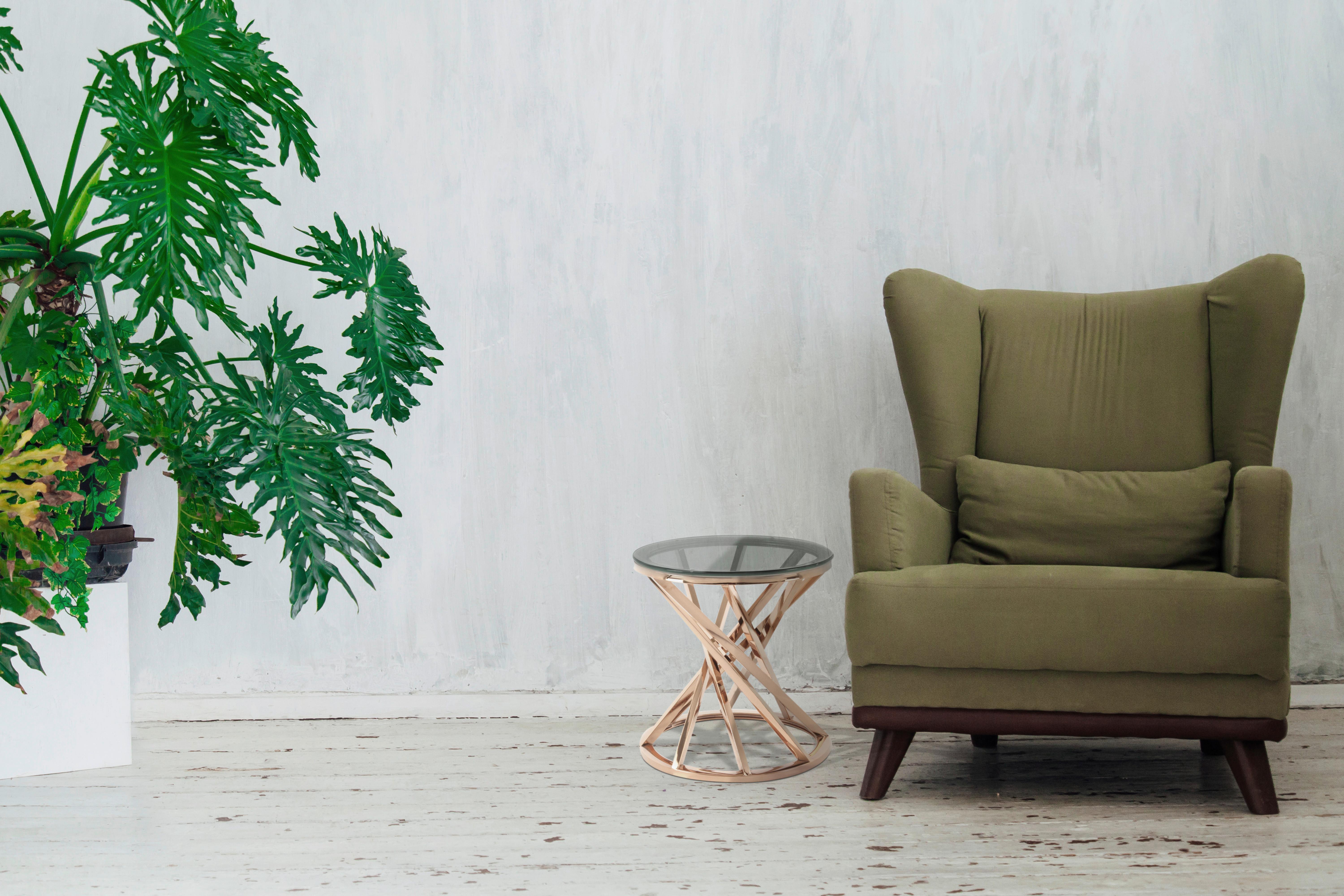 Beistelltisch Wesley 125 Grau/rosegold B: 40 Cm - Roségold/Grau, Design, Glas/Metall (40/40/42cm) - Kayoom