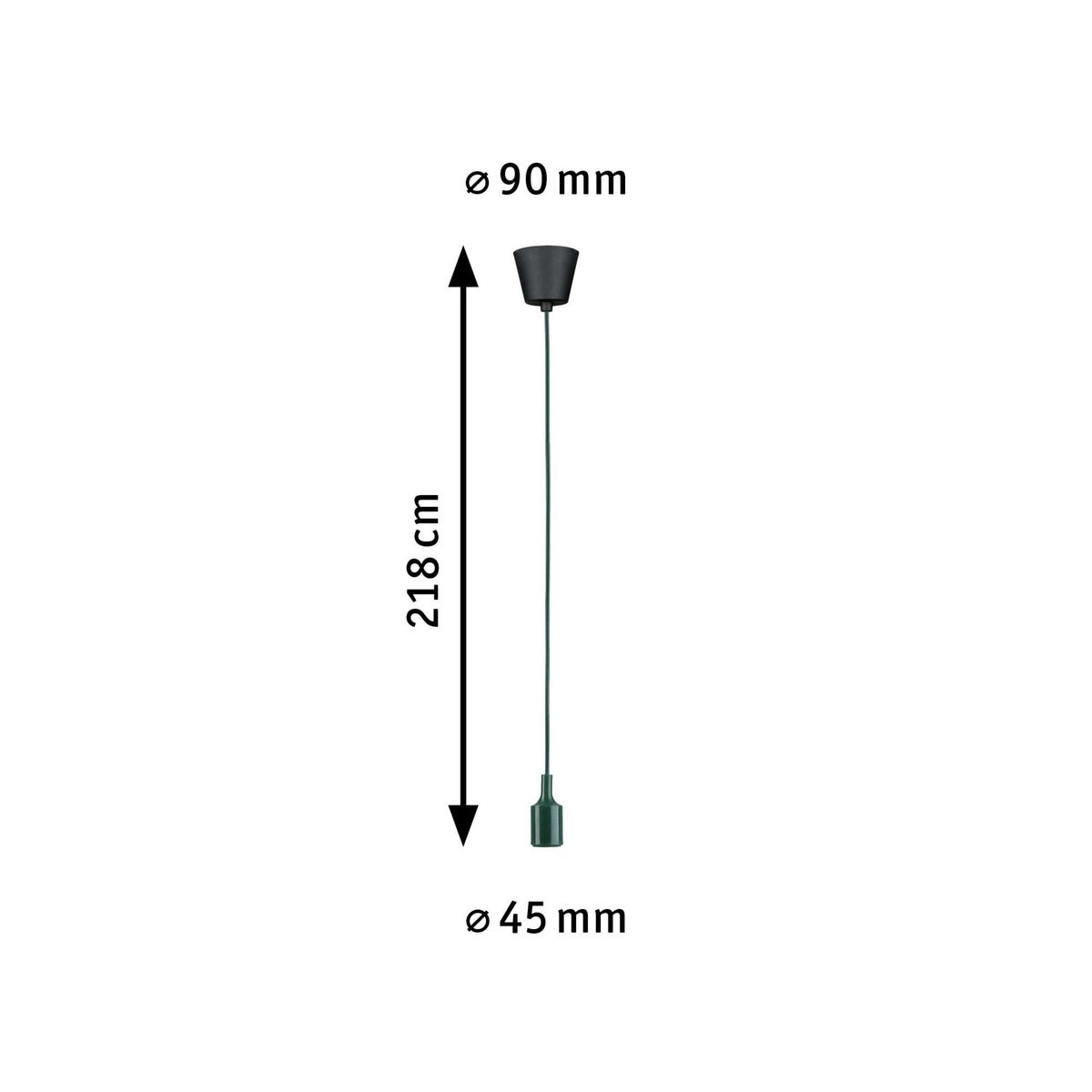 Hängeleuchte Ø 9 cm 1-Flammig - Schwarz/Grün, Basics, Kunststoff/Textil (9,0/218cm) - Paulmann