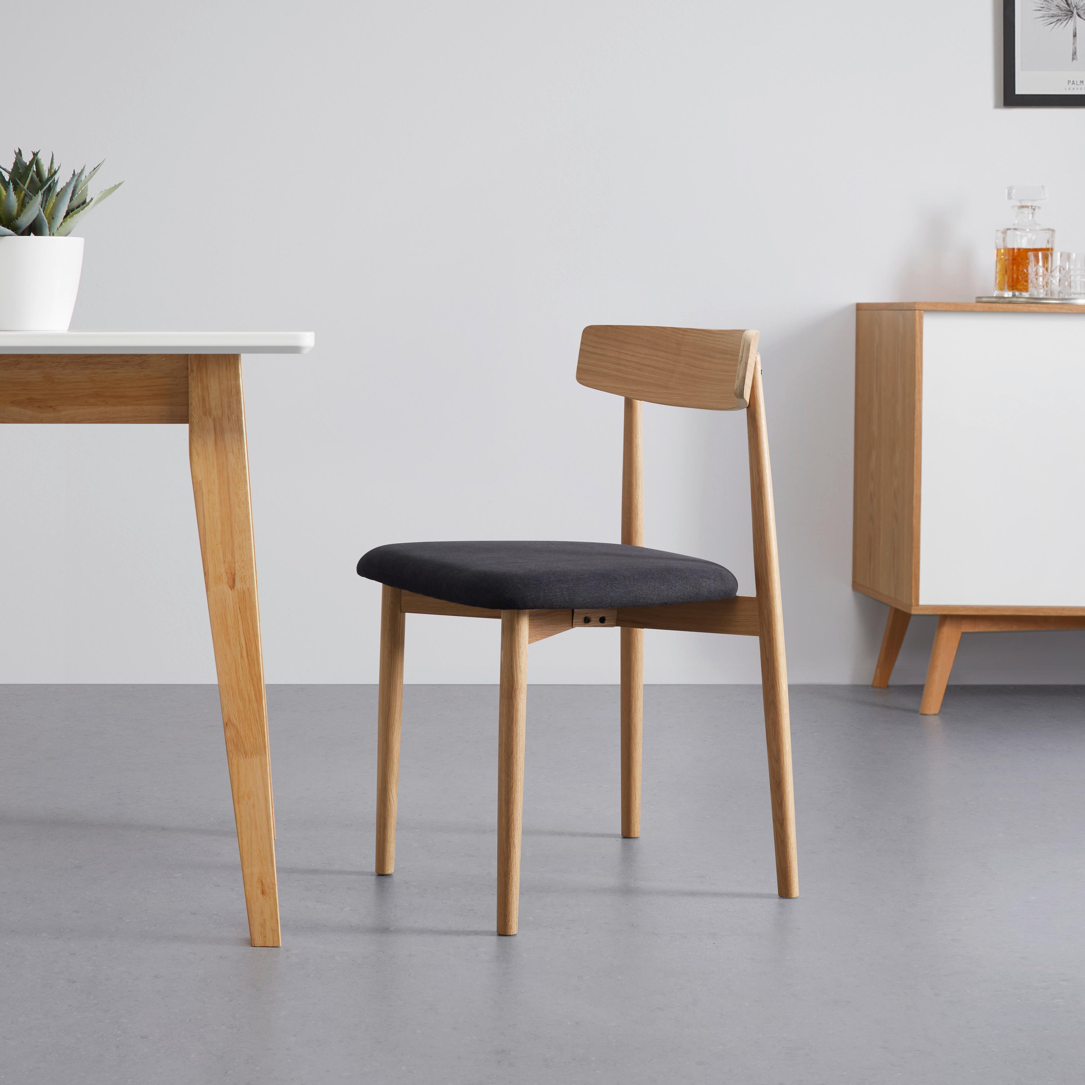 Stolička NOAH dubové drevo/čierna - čierna/prírodná farba, Modern, drevo/textil (47/78/51cm) - Bessagi Home