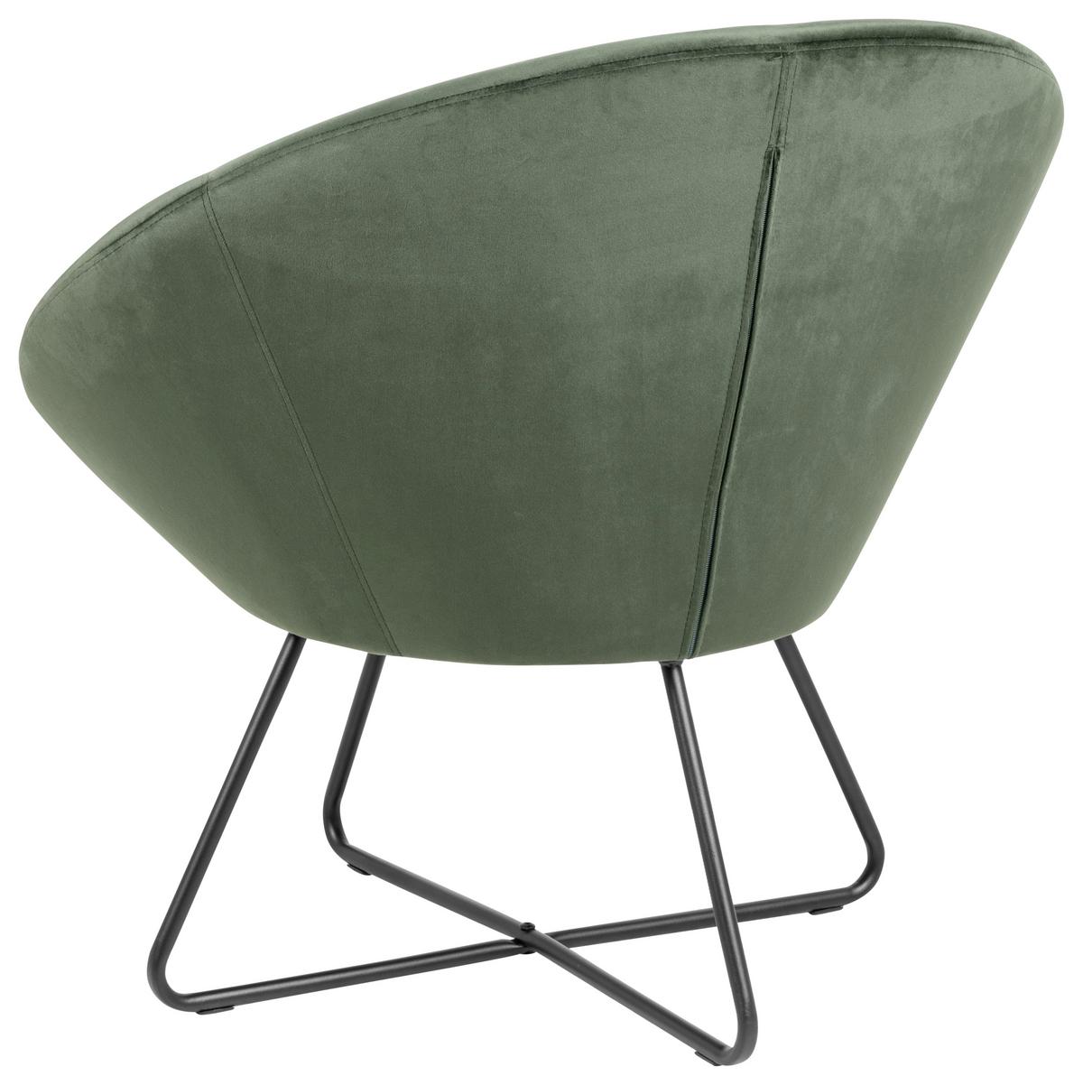 Schalenstuhl Center Dunkelgrün Samt Gepolstert - Dunkelgrün/Schwarz, Trend, Textil (82,0/79,0/72,5cm) - Livetastic