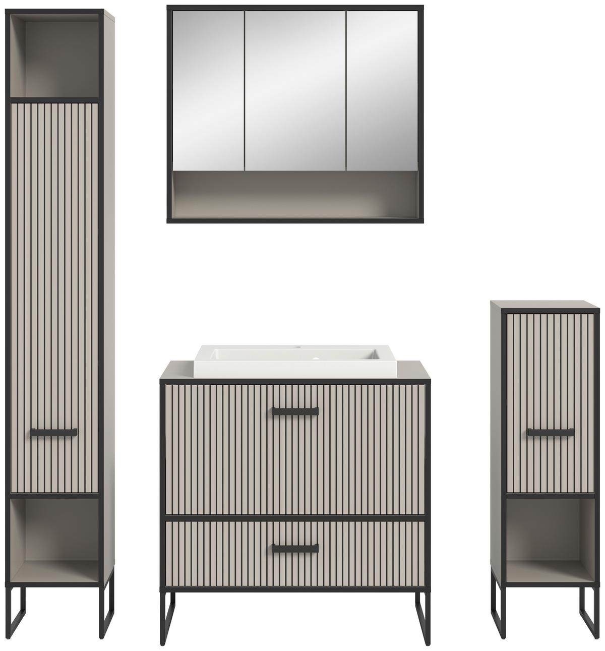 Badezimmer Bagno Schwarz/kaschmir B:140cm - Kaschmir/Schwarz, MODERN, Holzwerkstoff (140cm) - MID.YOU