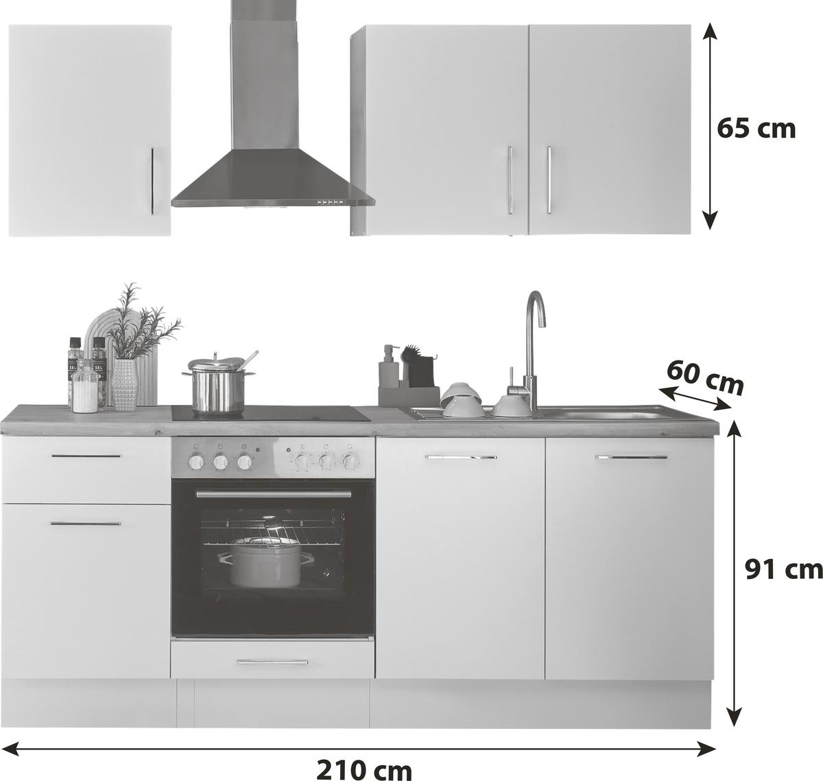 Küchenblock Turin Schwarz/eiche Dekor B: 210 Cm - Schwarz/Eiche Artisan, Basics, Holzwerkstoff (210cm) - P & B