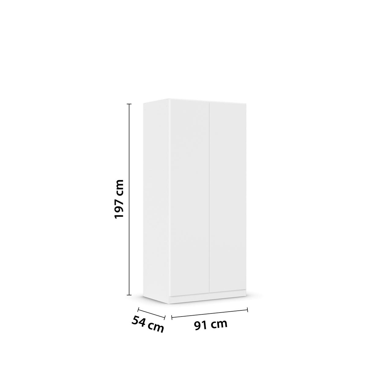 Drehtürenschrank Costa Weiß B: 91 cm - Weiß, MODERN, Holzwerkstoff (91/197/54cm) - Rauch Möbel
