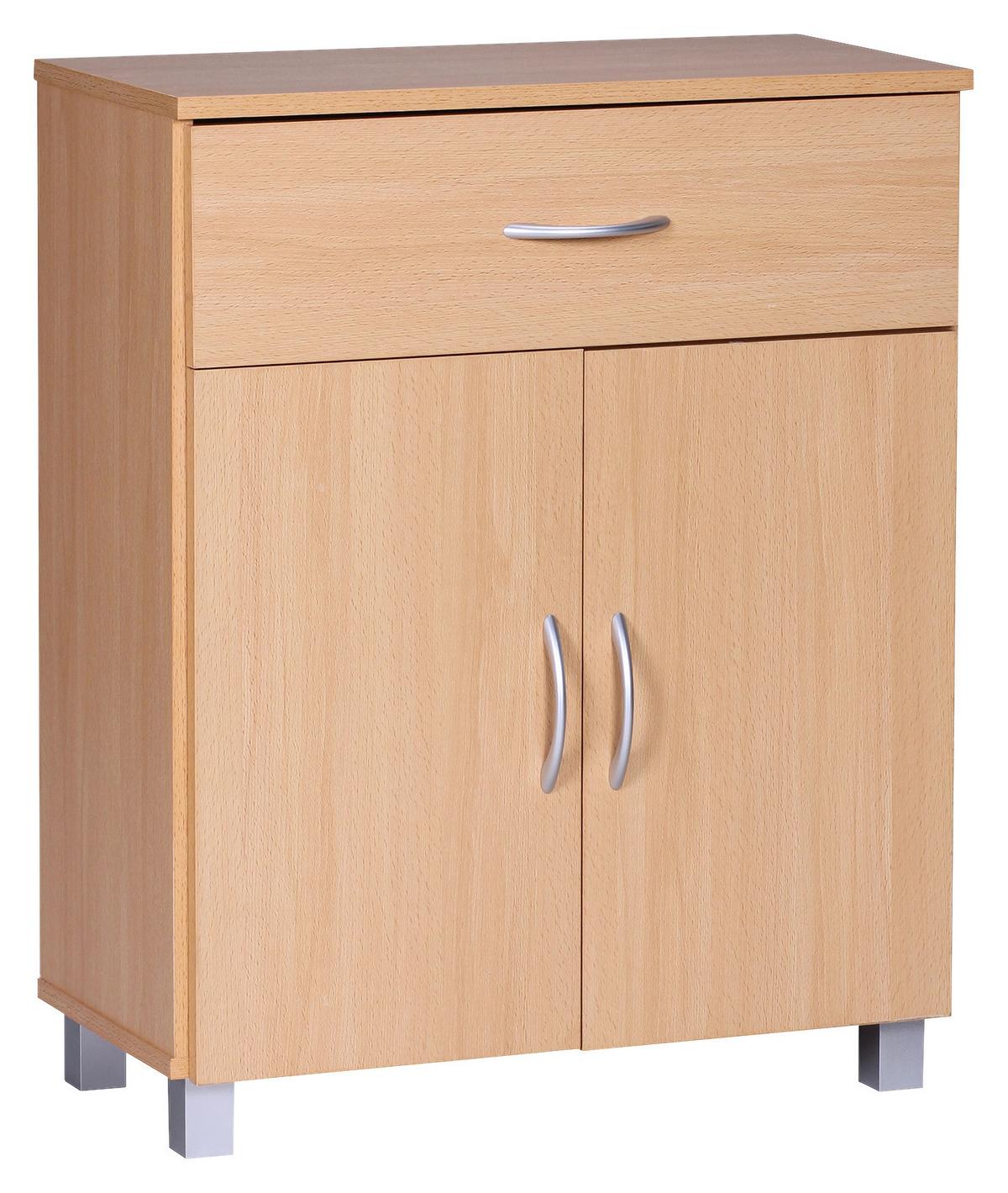 Komoda prírodná - farba buka/sivá, Konventionell, kompozitné drevo/plast (60/75/30cm) - MID.YOU