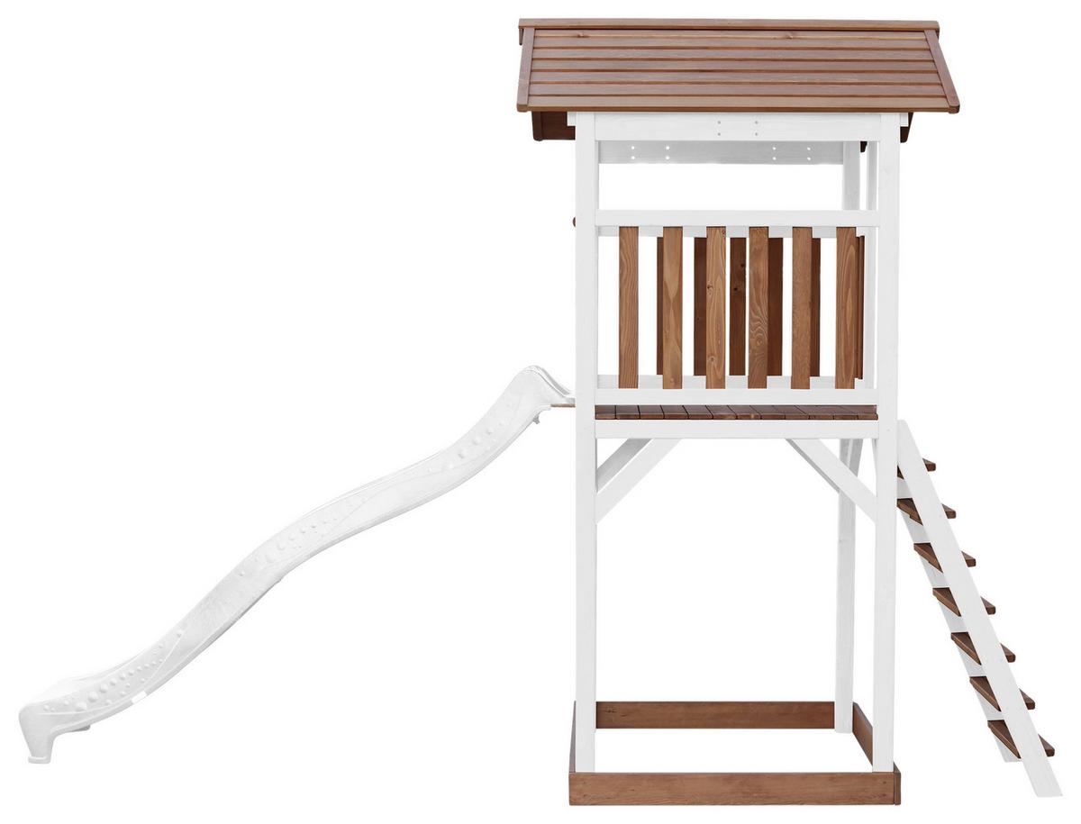 Spielturm A025.120.91 - Braun/Weiß, KONVENTIONELL, Holz/Kunststoff (111,2/241,9/349cm) - Ambia Garden