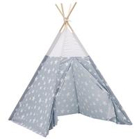 Dětský stan šedobílý, Ø cca 120cm - šedá/bílá, dřevo/plast (120/164cm)