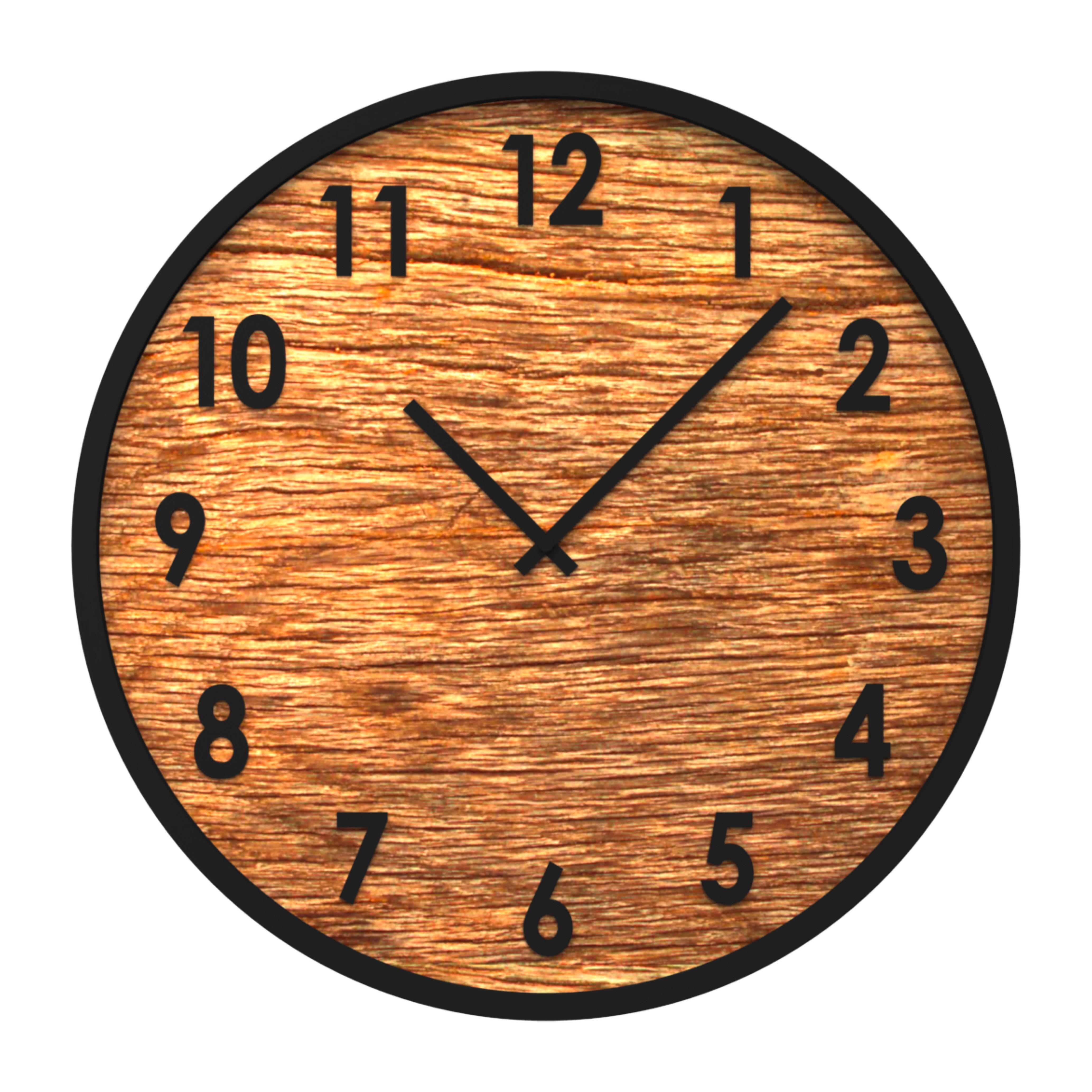 Nástenné Hodiny Sally, Ø: 30,5cm - čierna/farby vlašského orecha, kov/plast (30,5cm) - Premium Living