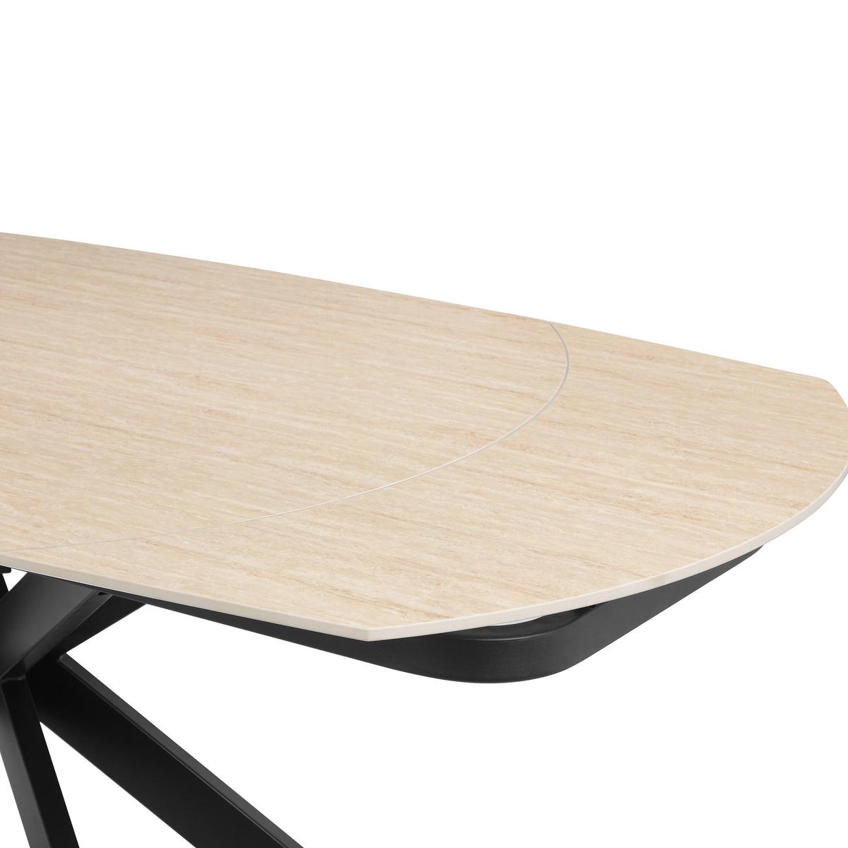 Esstisch Senna Schwarz/Beige L: 120-180 cm - Beige/Schwarz, MODERN, Stein/Metall (120-180/90/75.5-79cm) - P & B