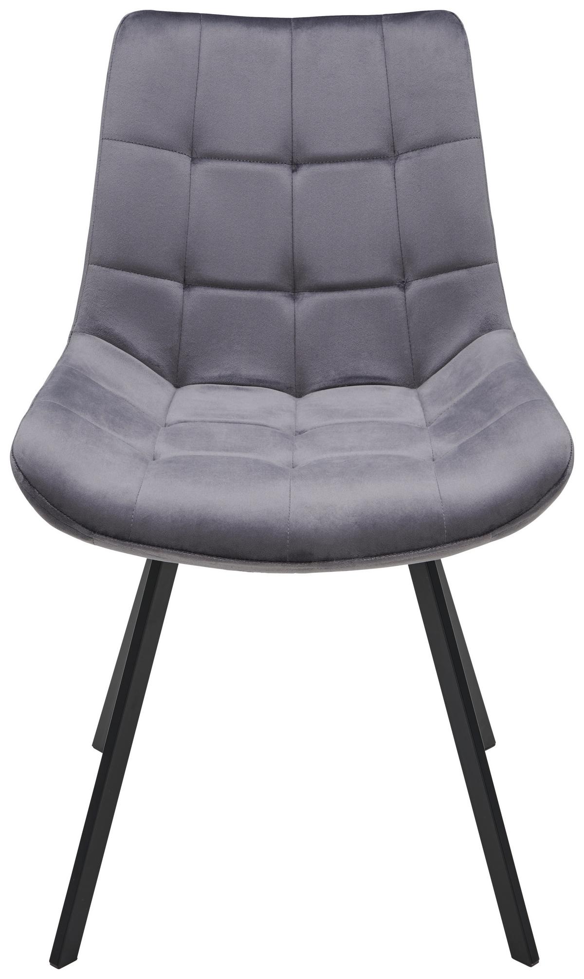 Schalenstuhl-Set 4er Chris Grau Samt Gepolstert - Schwarz/Grau, MODERN, Textil/Metall (54/86/62cm) - Luca Bessoni