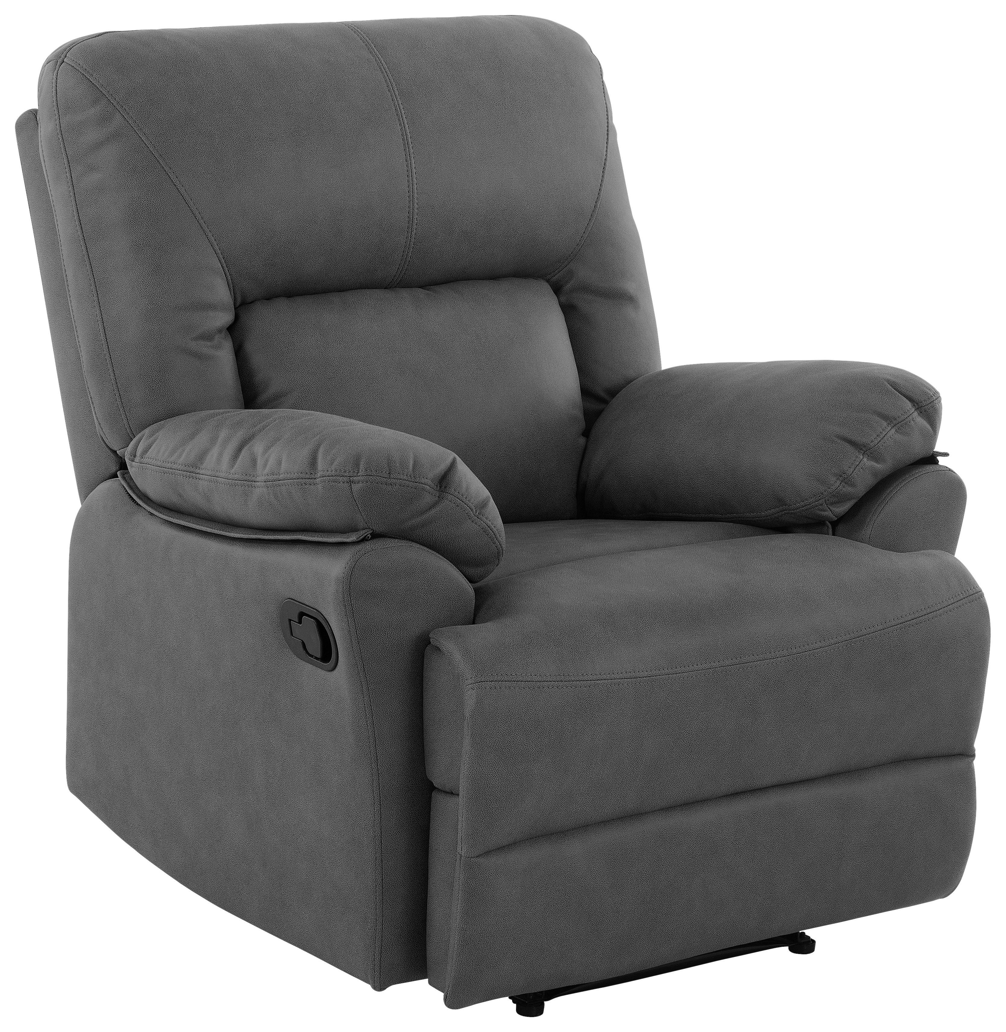 Relaxačné kreslo CLARA, sivá, s relaxačnou funkciou - čierna/sivá, Konventionell, kov/textil (89/99.5/94cm) - Livetastic
