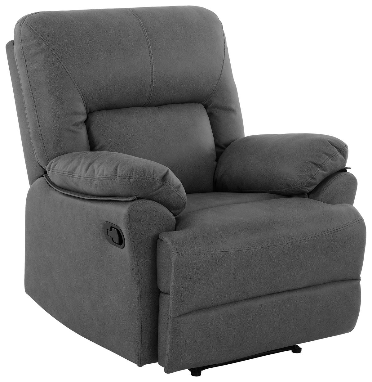 Relaxačné kreslo CLARA, sivá, s relaxačnou funkciou - čierna/sivá, Konventionell, kov/textil (89/99.5/94cm) - Livetastic