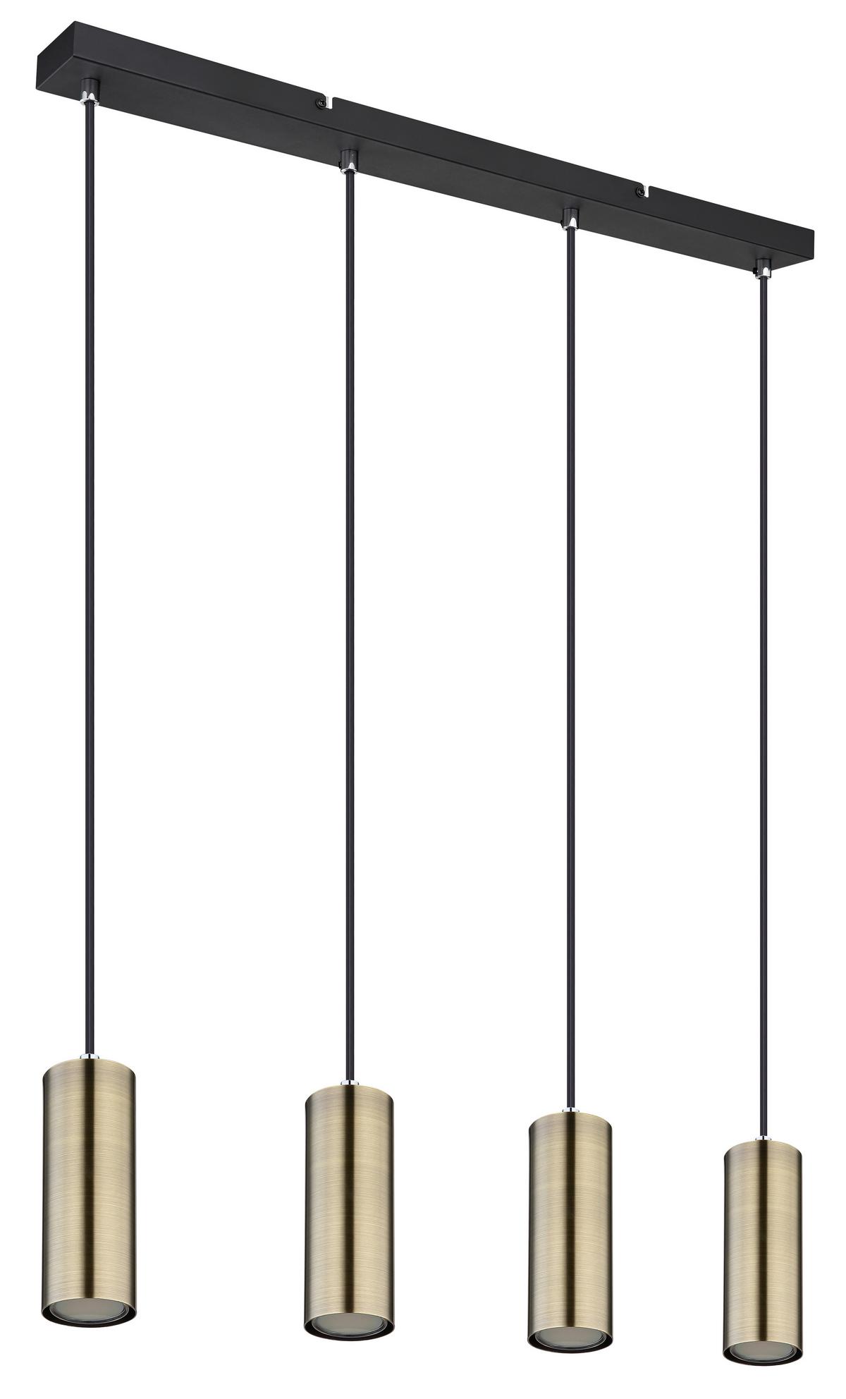 Hängeleuchte 57911-4hm - Messingfarben/Schwarz, Design, Metall (65/6/120cm) - Globo