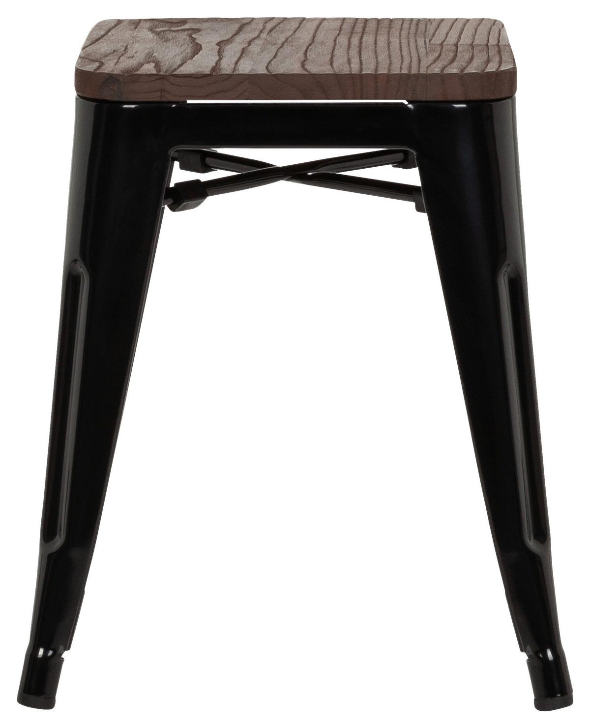 Hocker Vantaggio W Stahl/ Echtholz Schwarz/braun H: 46cm - Dunkelbraun/Schwarz, Basics, Holz/Metall (39/46/39cm) - MID.YOU