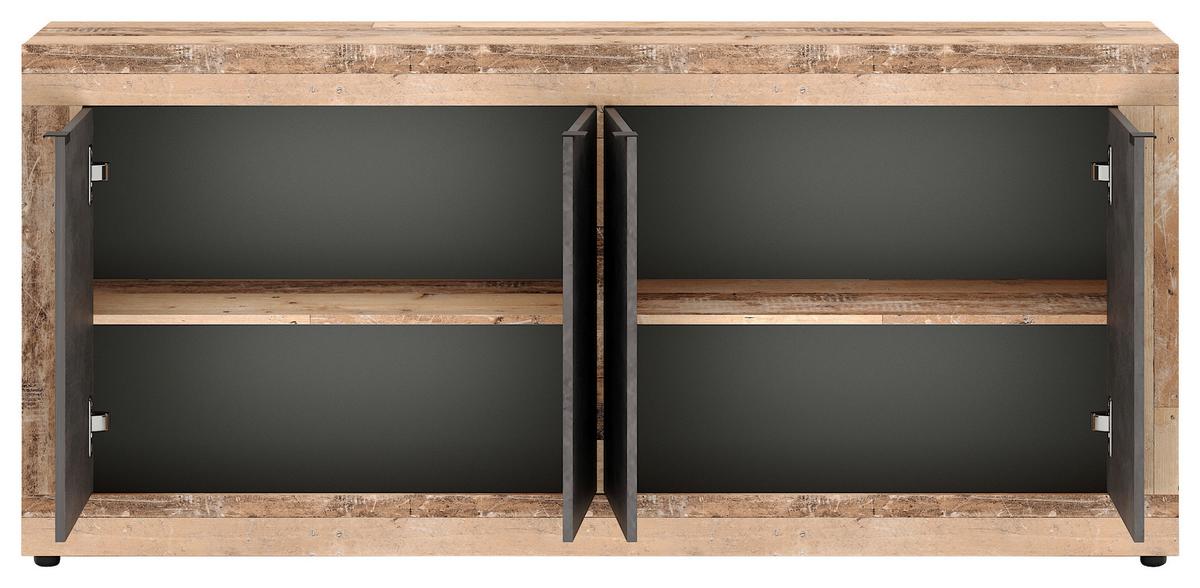 Kommode 180cm Lunea Graphitfarben - Alteiche/Schwarz, Design, Holzwerkstoff (180/86/42cm) - MID.YOU